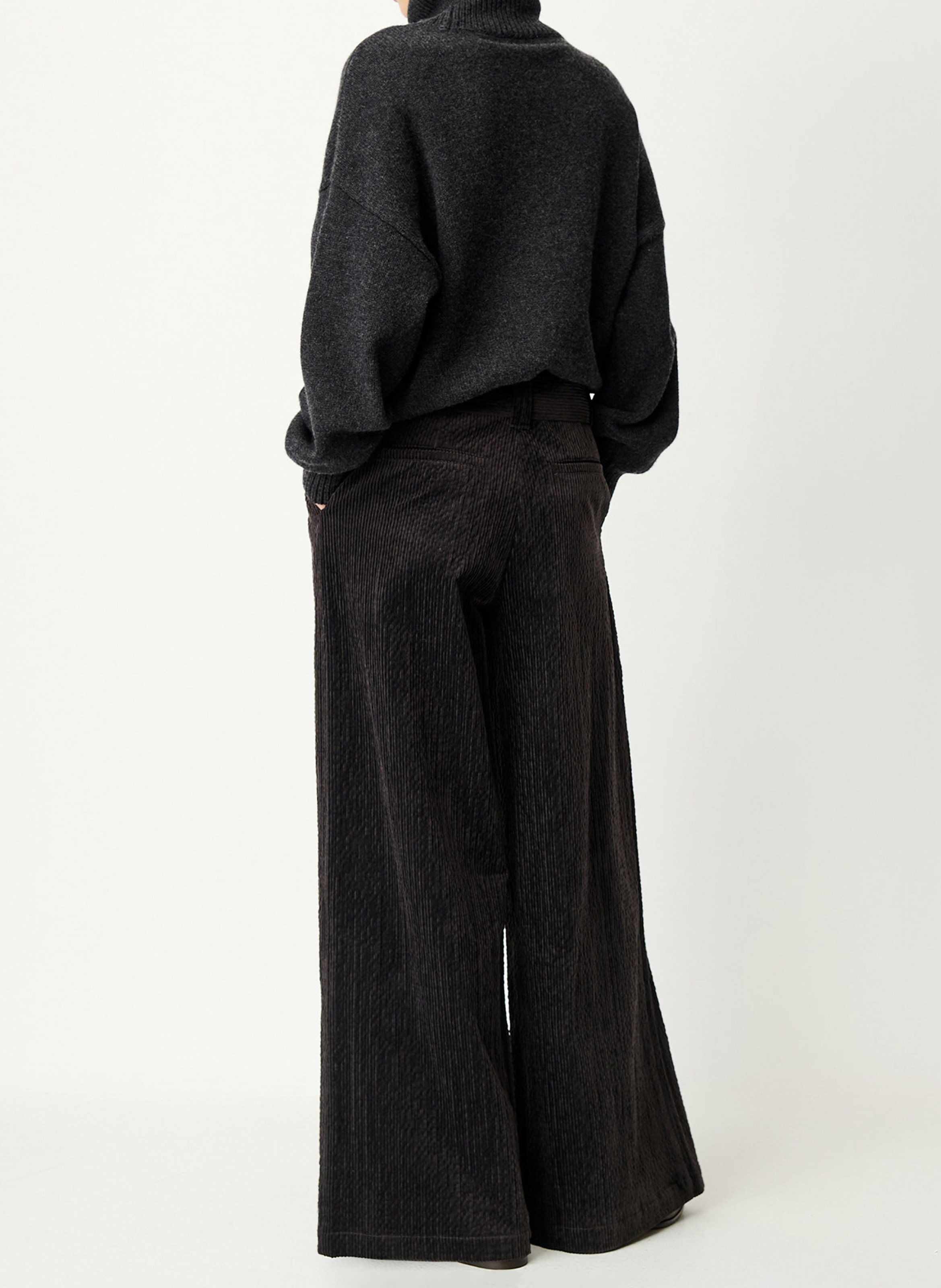 Wide-leg belted corduroy trousers SESSUN Grey