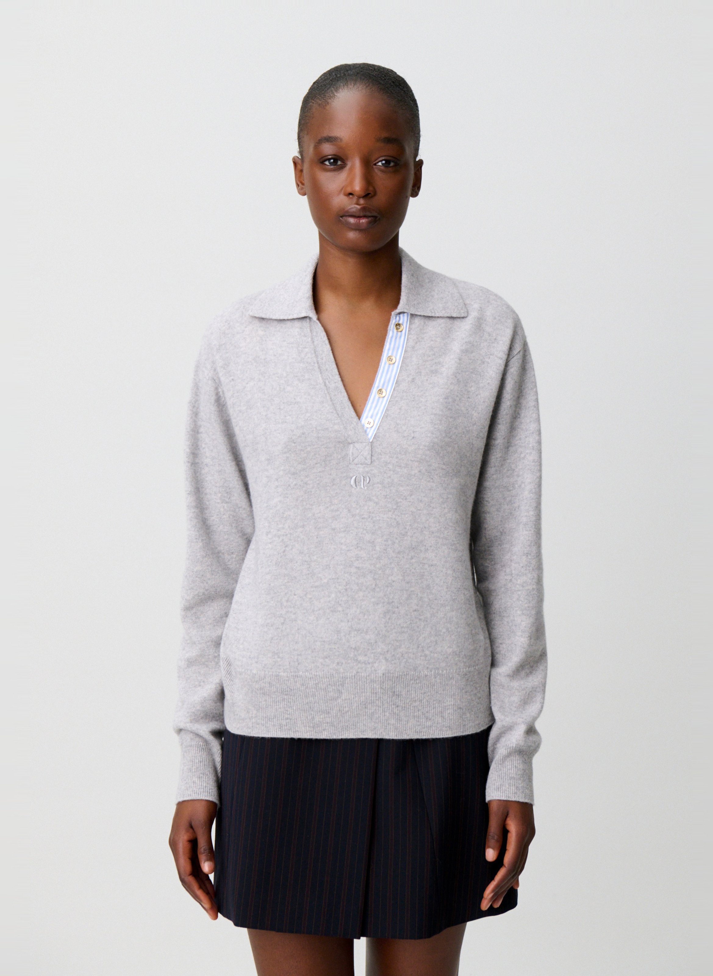 Straight wool blend polo CLAUDIE PIERLOT Grey