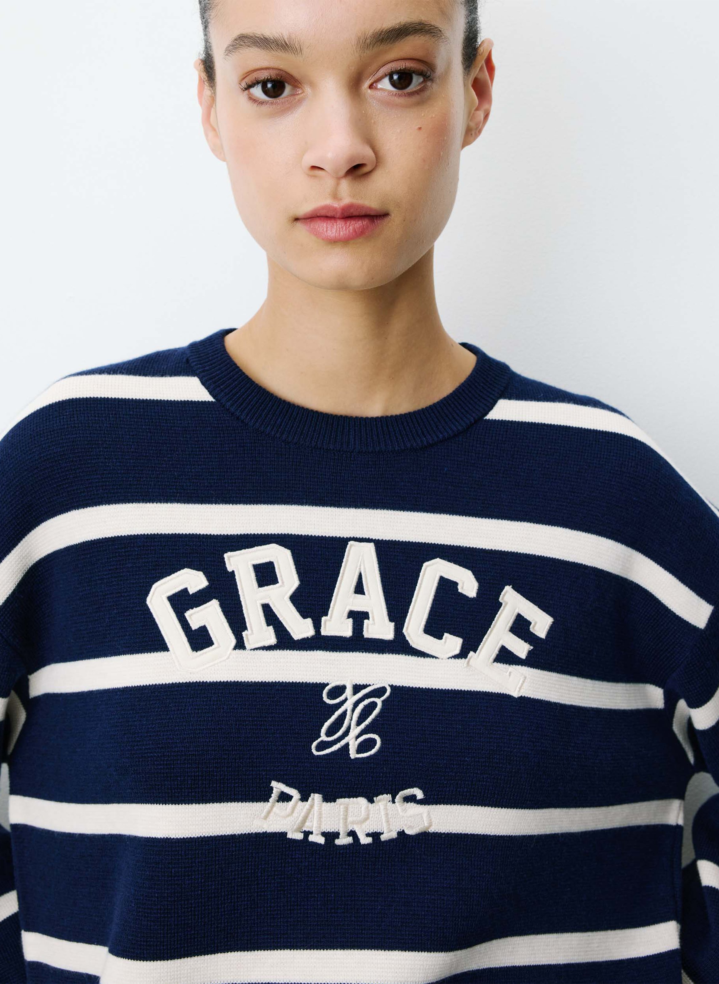 Pull ample col rond GRACE ET MILA Bleu