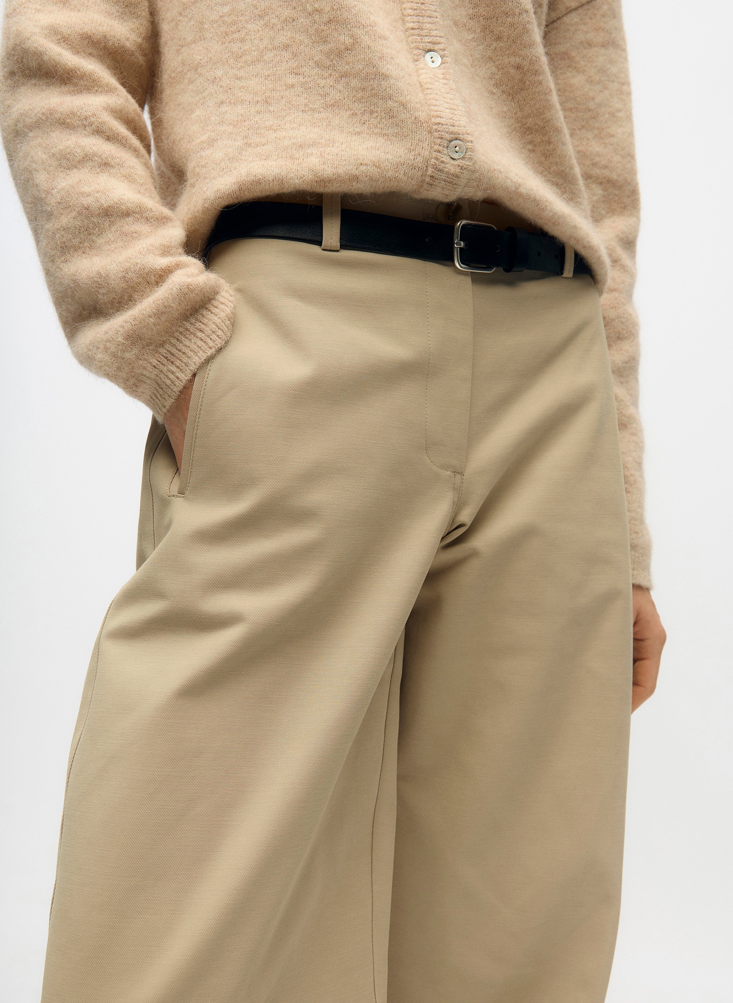 Pantalon barrel en coton organique mélangé OBJECT Marron