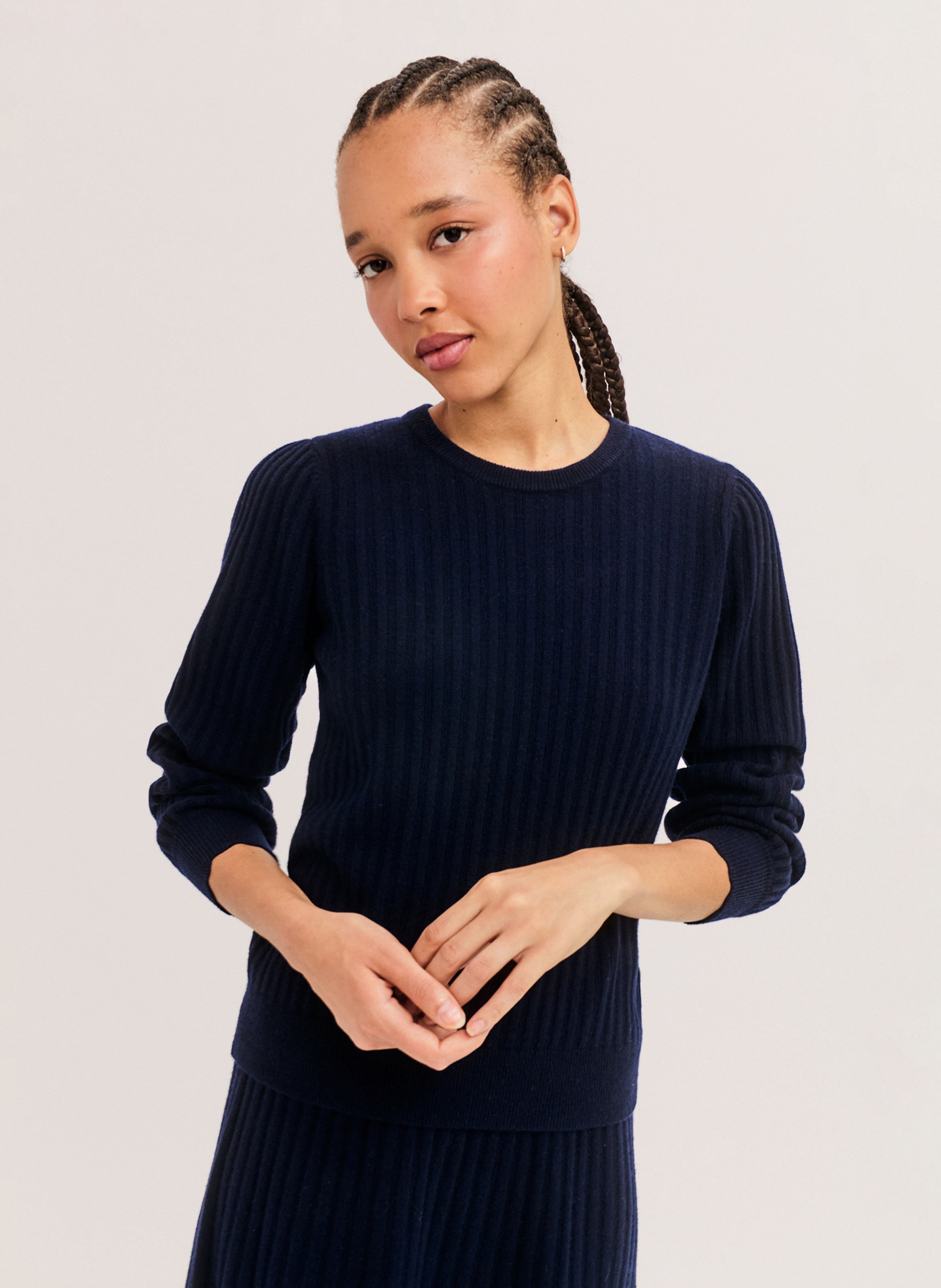 Round-neck wool sweater PABLO Blue