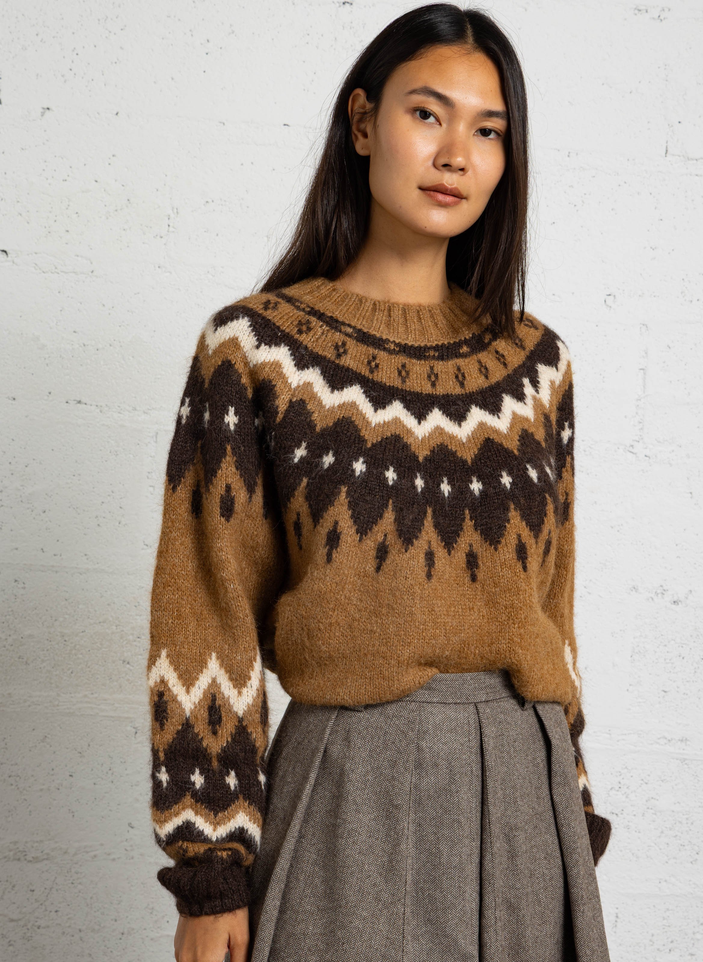 Pull ample col rond THE KORNER Marron