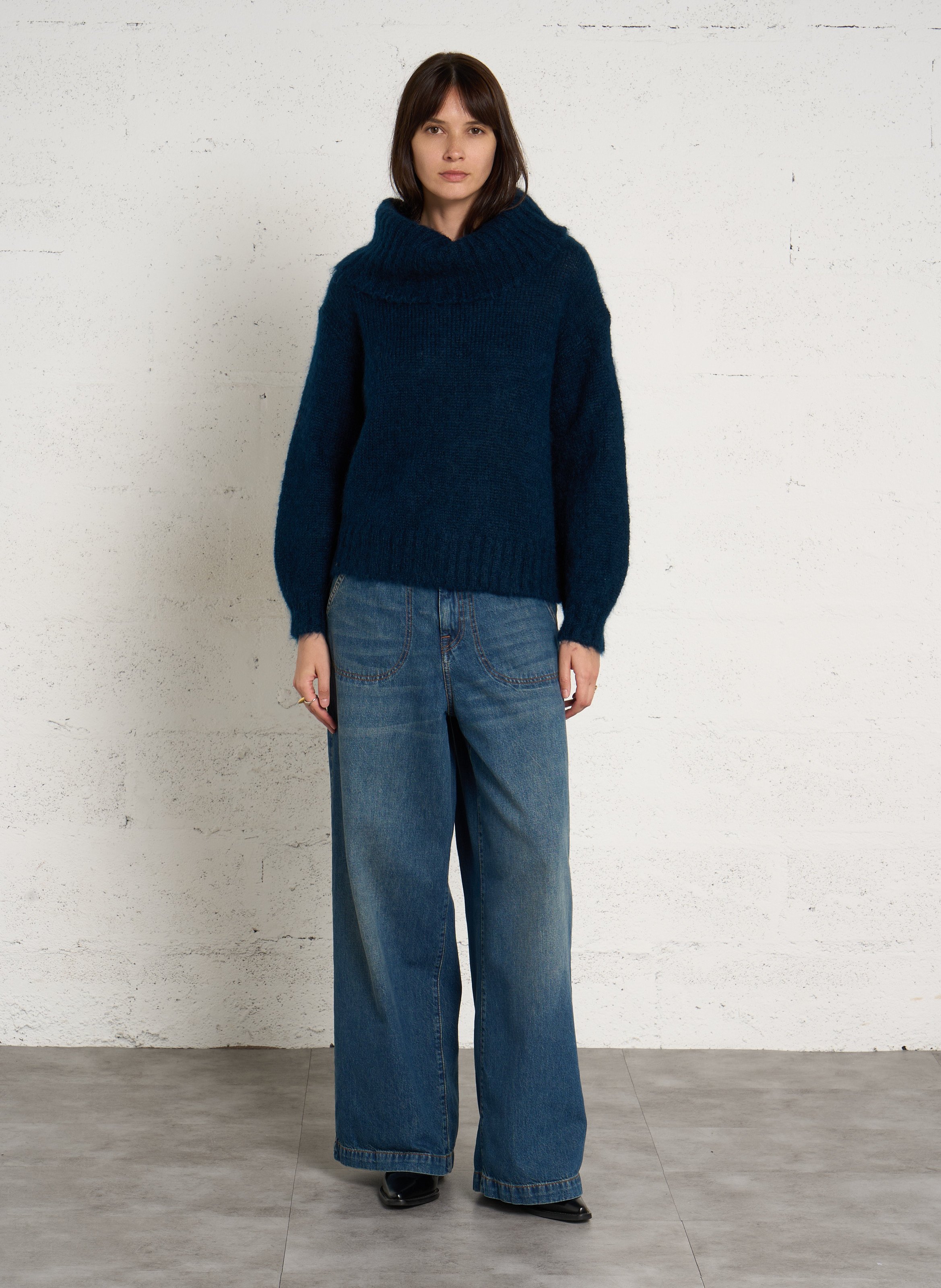 Mohair-blend roll-neck sweater DES PETITS HAUTS Blue
