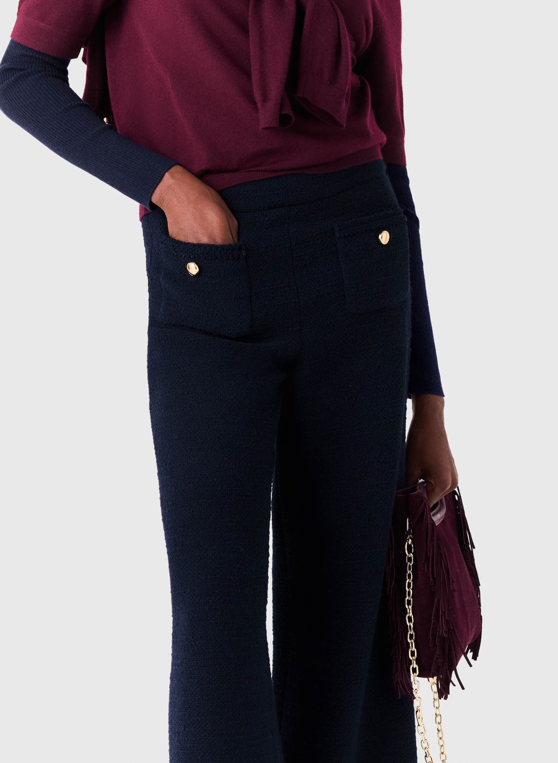 Pantalon droit jambes larges uni MAJE Bleu