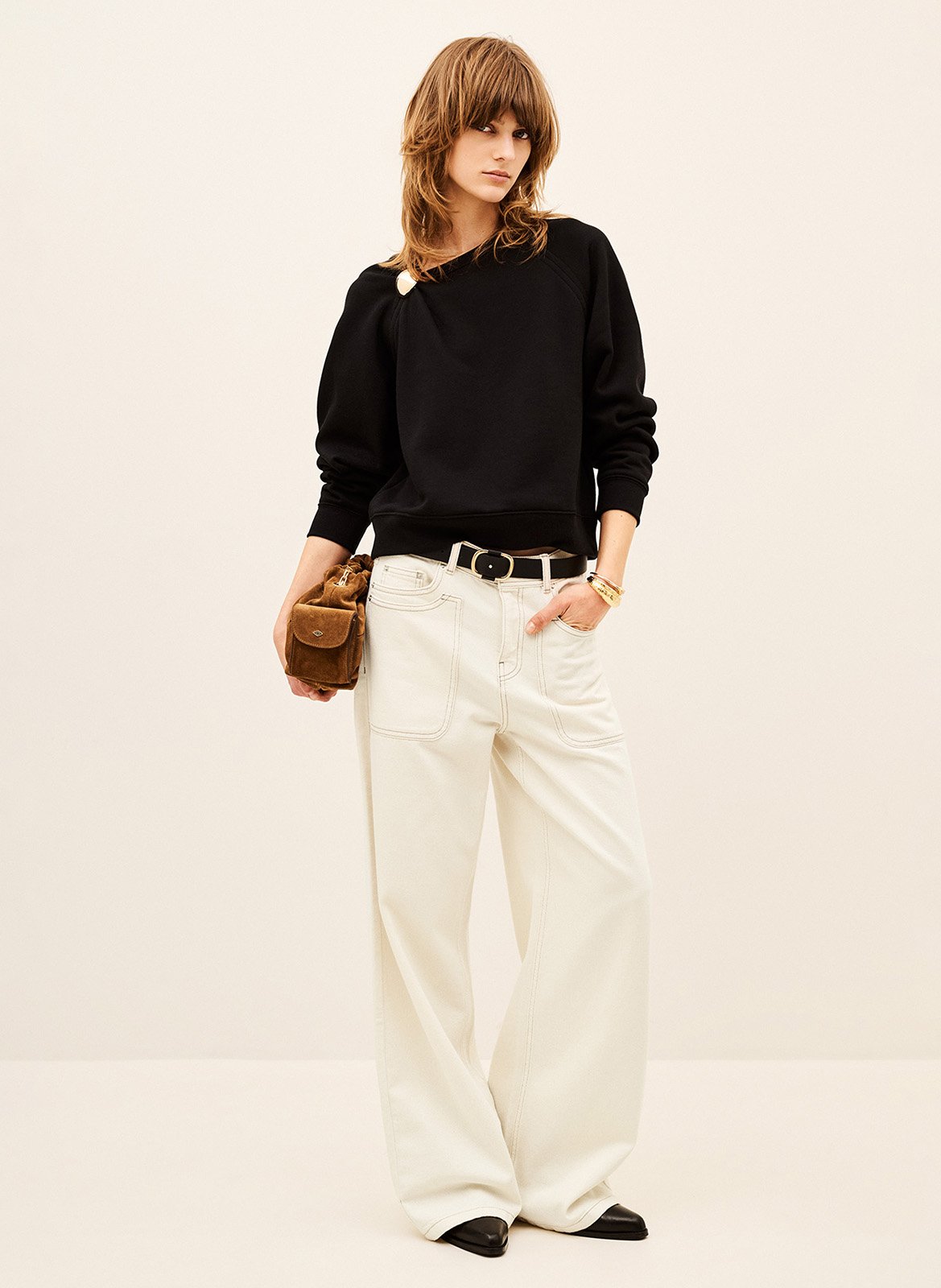 Rechte sweater | katoenblend | Zwart BA&SH Dames