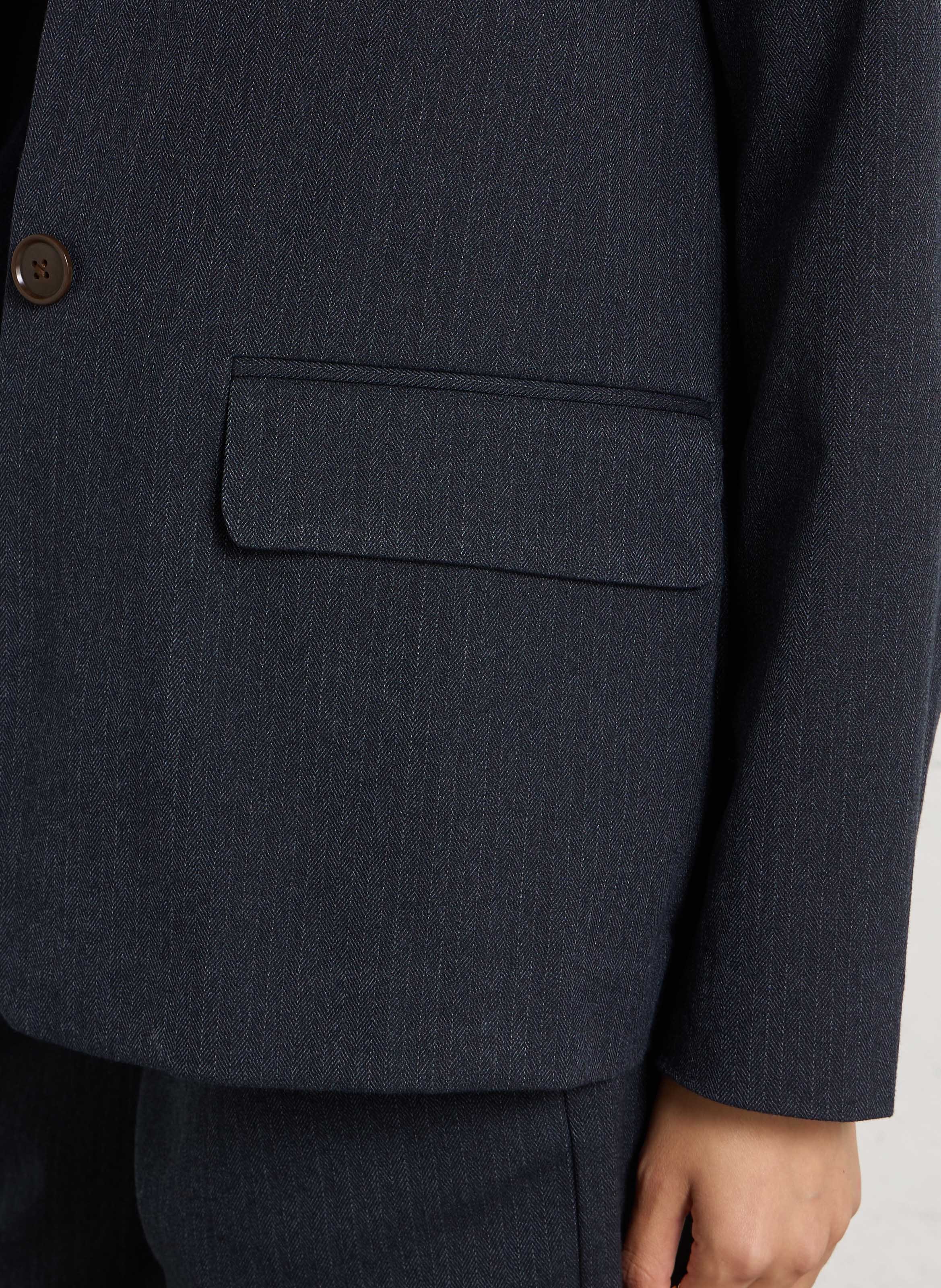 Straight striped cotton blend blazer NICE THINGS Blue