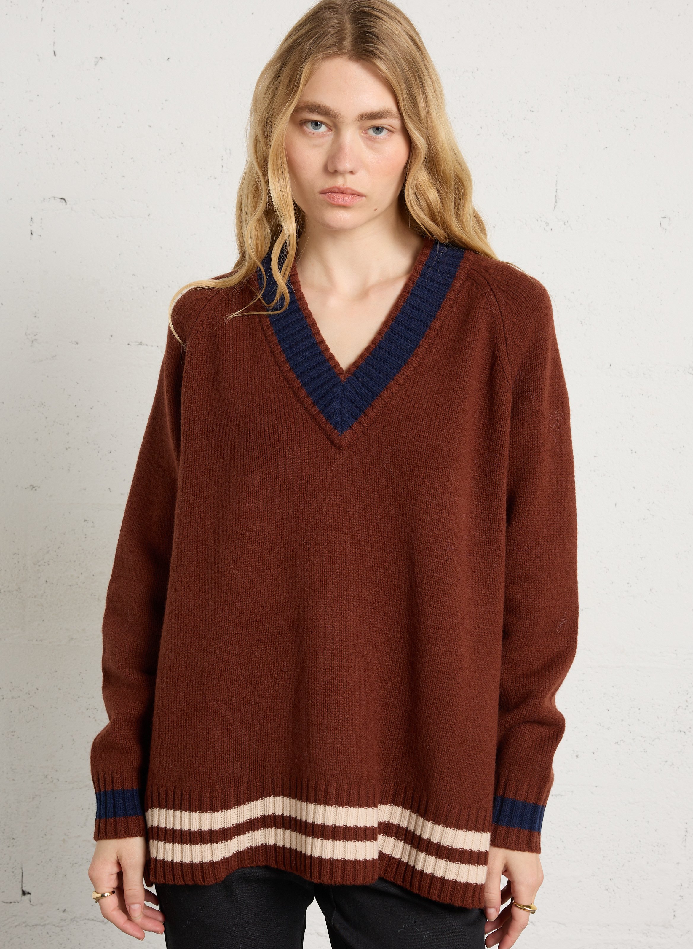 Loose-fit wool V-neck sweater BENSIMON