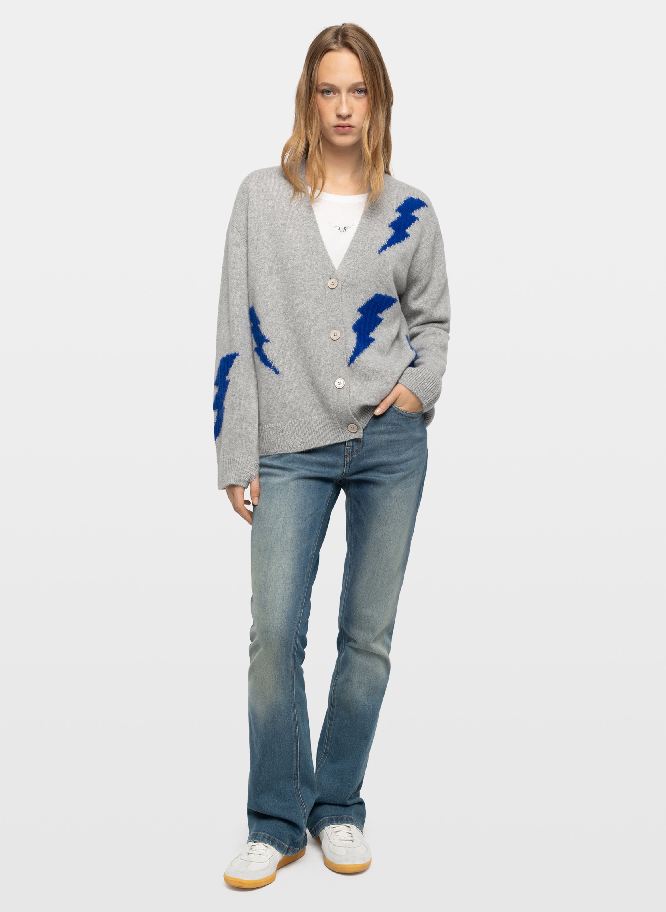Ruimvallend kasjmieren vest met V-hals ZADIG&VOLTAIRE Grijs