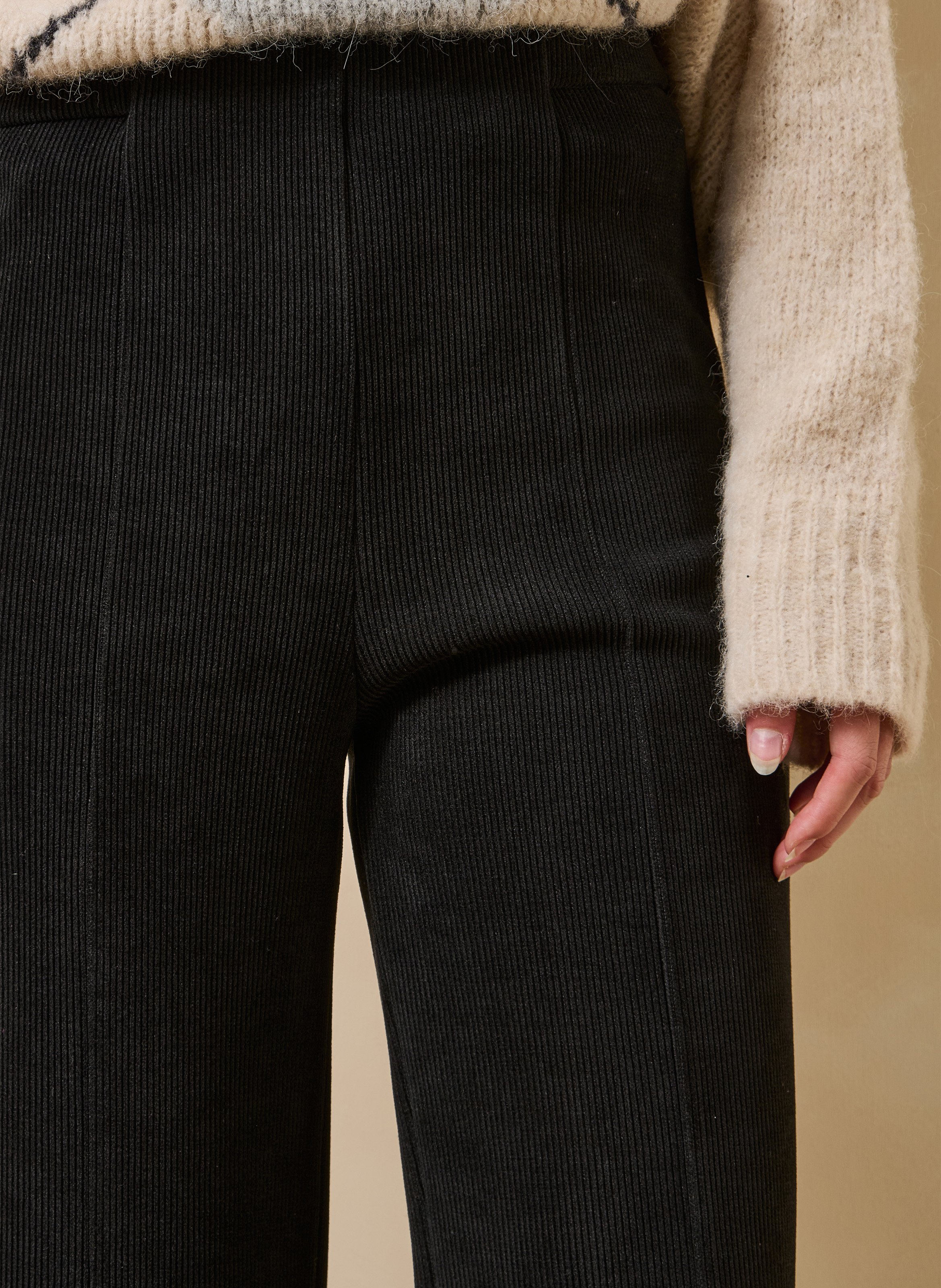 High-waisted wide-leg corduroy pants LA FEE MARABOUTEE Black