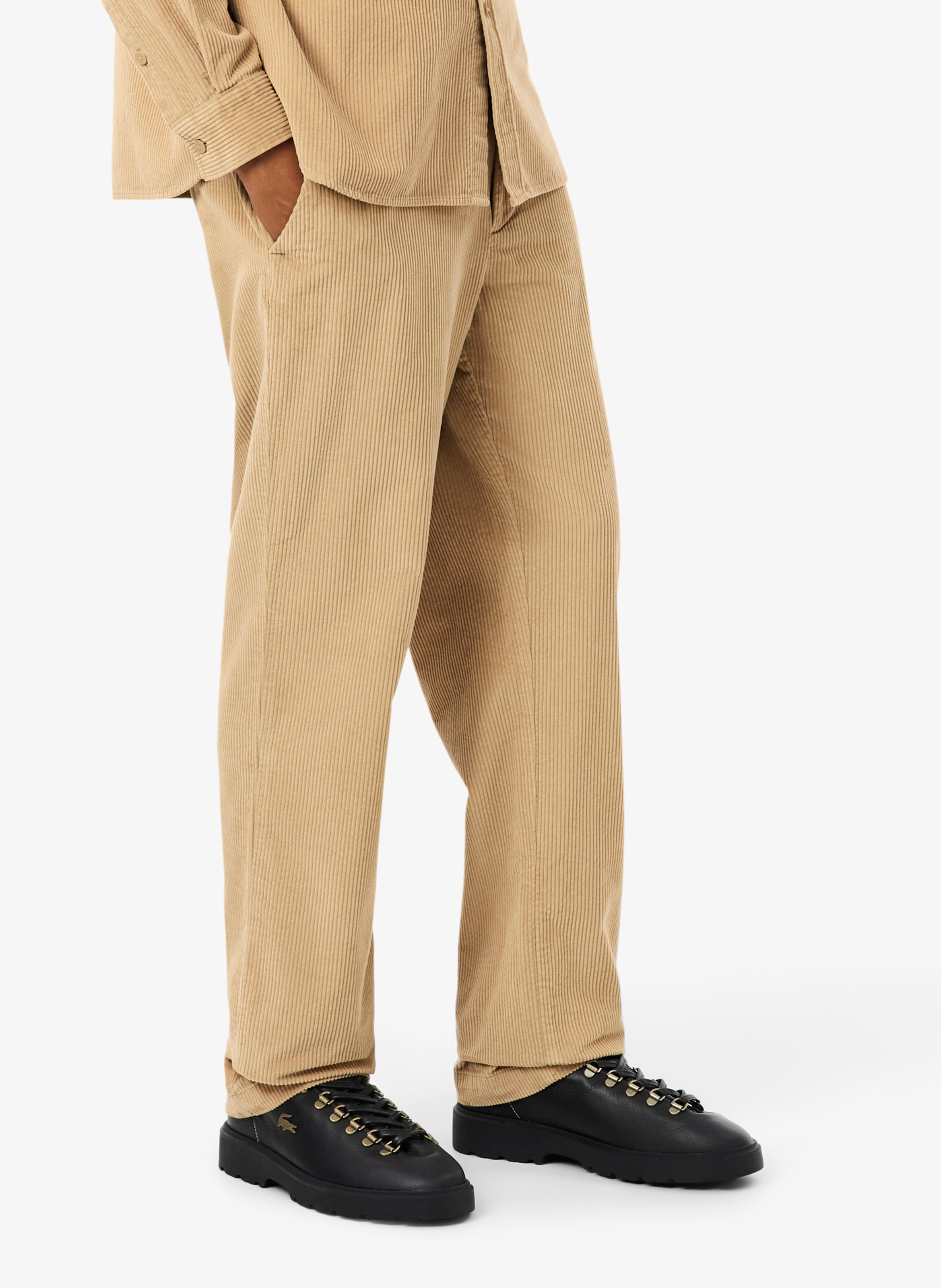 Rechte broek van ribkatoen LACOSTE Beige