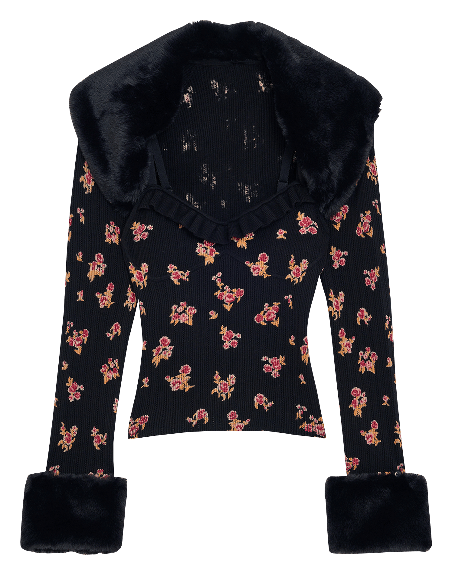 Aansluitende top met bedrukte mouwen DESIGUAL Zwart