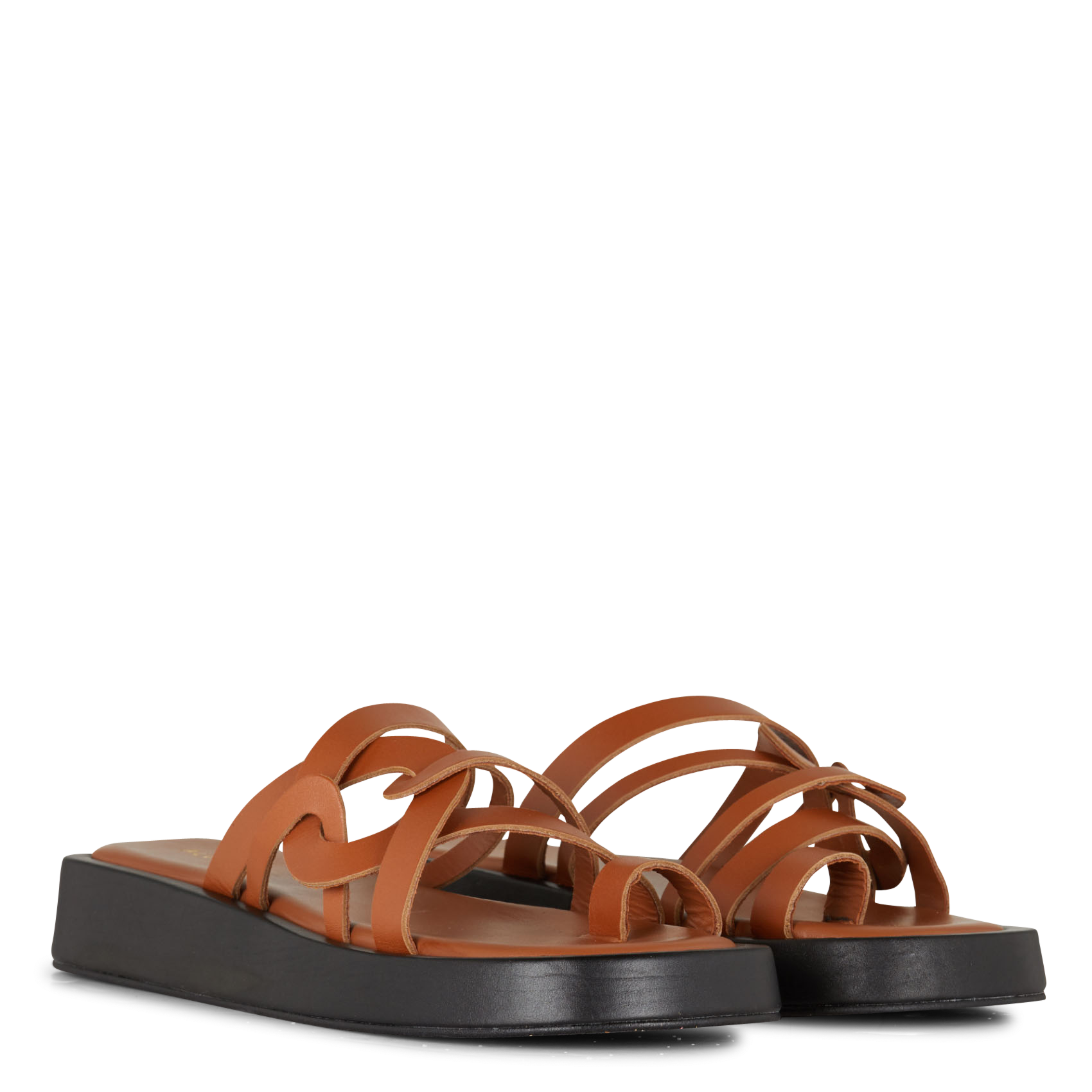 Sandales plate en cuir de vachette  ALOHAS Marron