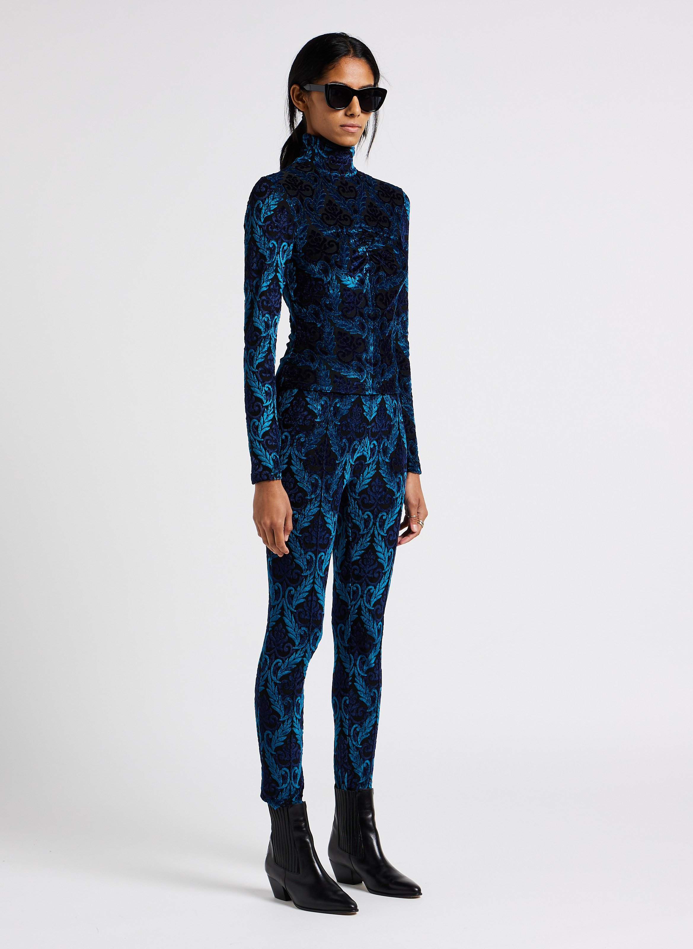 Top moulant texturé à col montant  SONIA RYKIEL Bleu