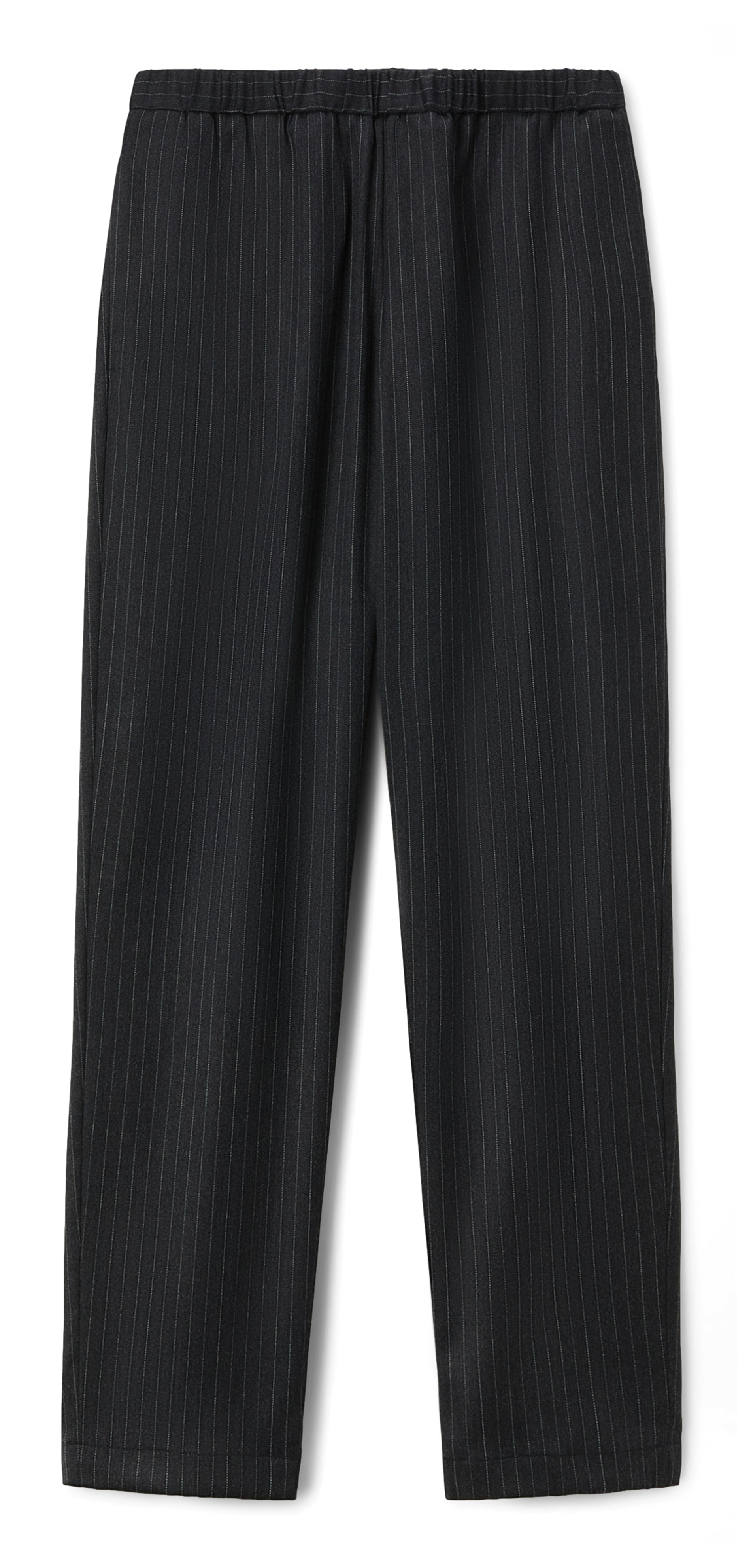 Pantalon carotte en laine mélangée à rayures POMANDERE Gris