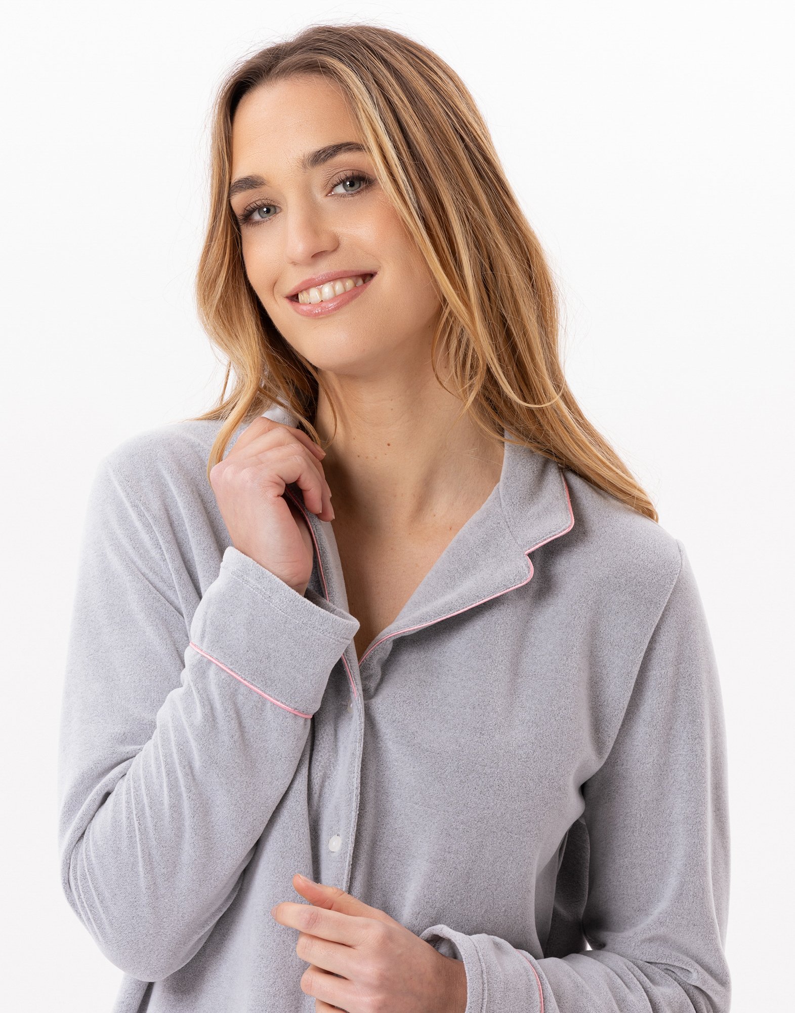 Buttoned microfleece pajama LE CHAT Grey