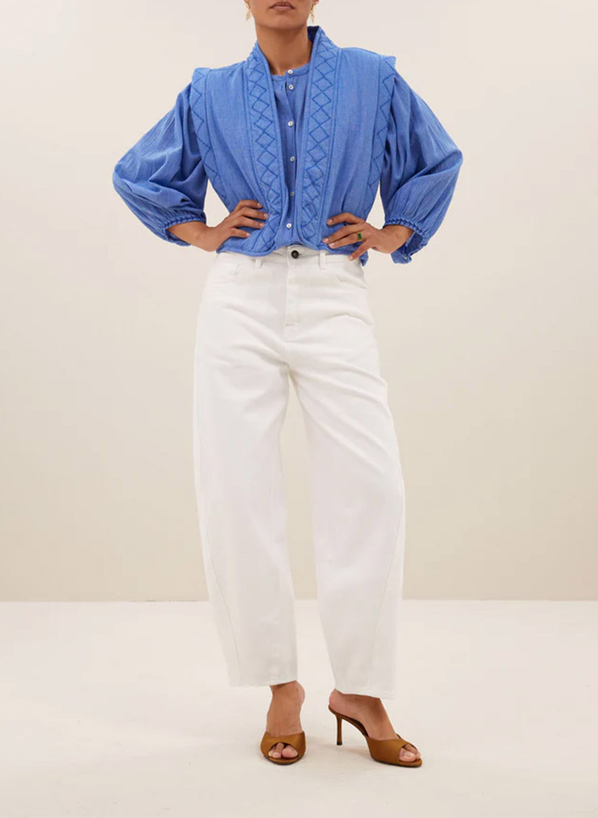 Sleeveless cotton-blend jacket BY BAR Blue