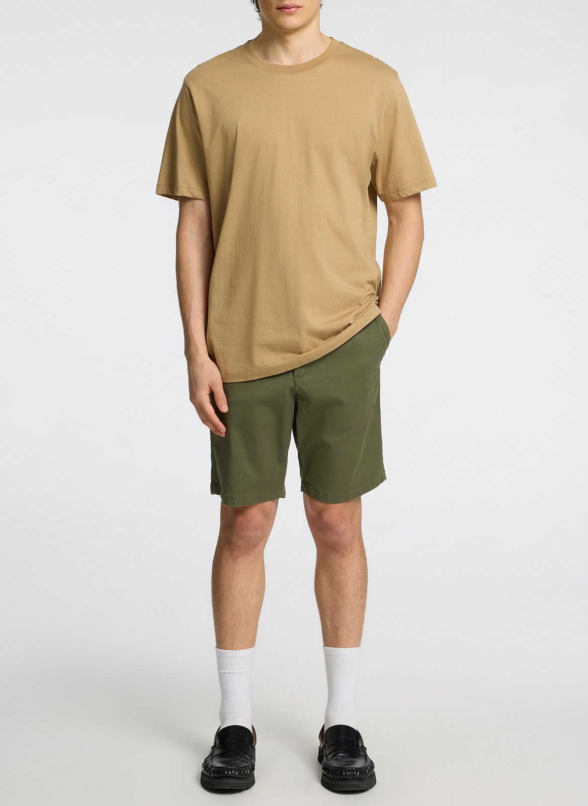 Tee-shirt droit col rond en coton SELECTED Marron