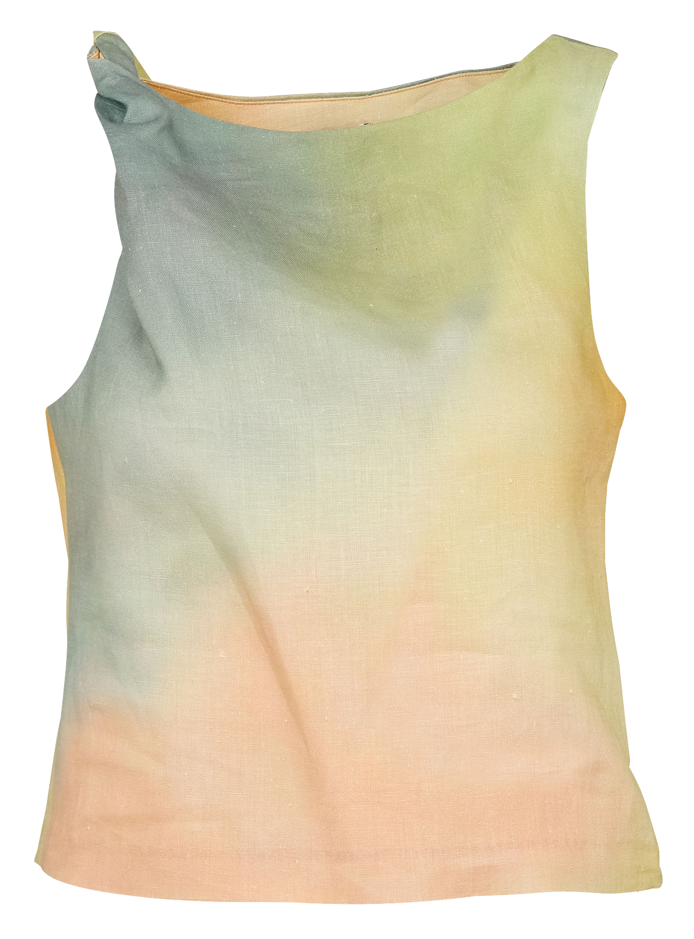 Round neck linen top STAUD Blue