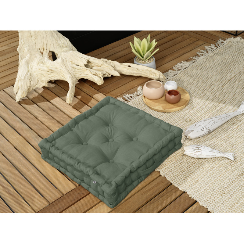 Water-repellent outdoor floor cushion L'EFFET PAPILLON Green