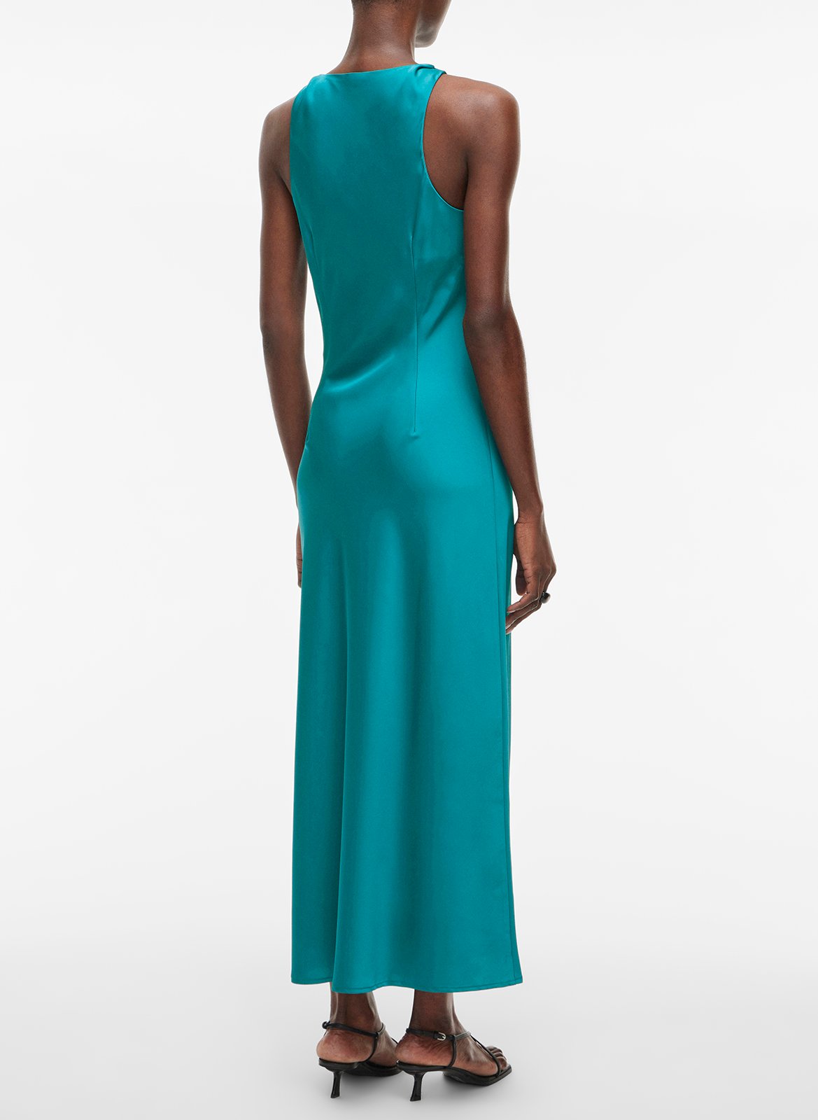 Satin square neck midi dress ROUGE EDIT Blue