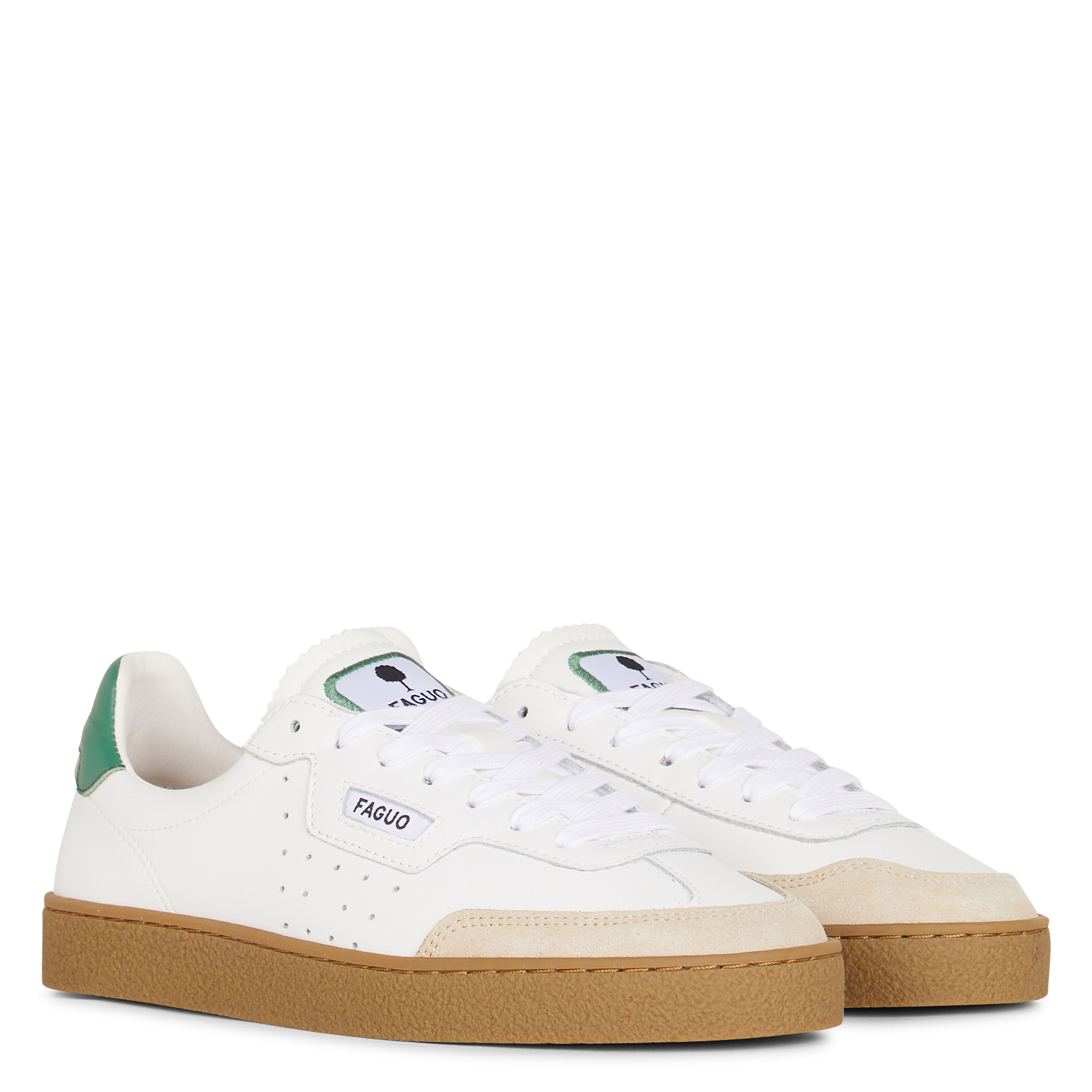 Lage baskets van leermix Wit