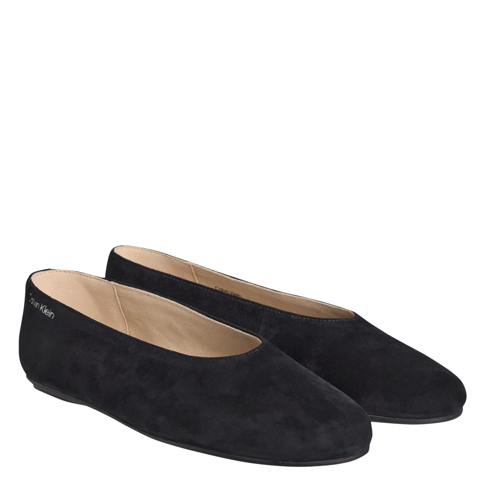 Plain suede leather ballerina flats CALVIN KLEIN Black