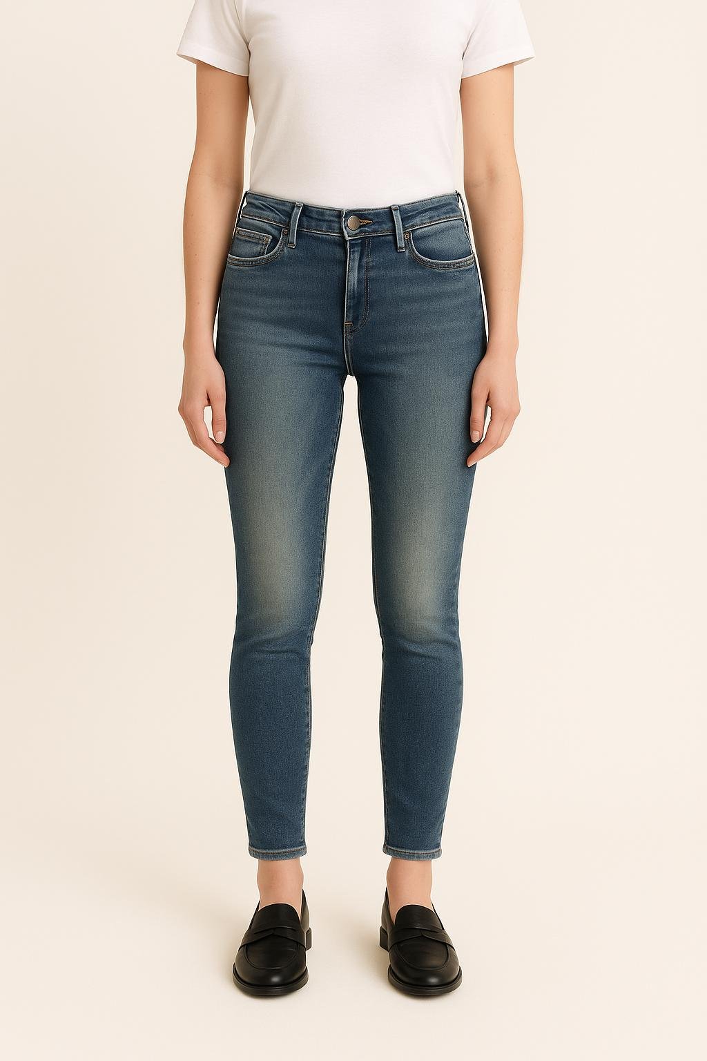 Cropped slim jeans with studs ACNE STUDIOS - Seconde Main Blue