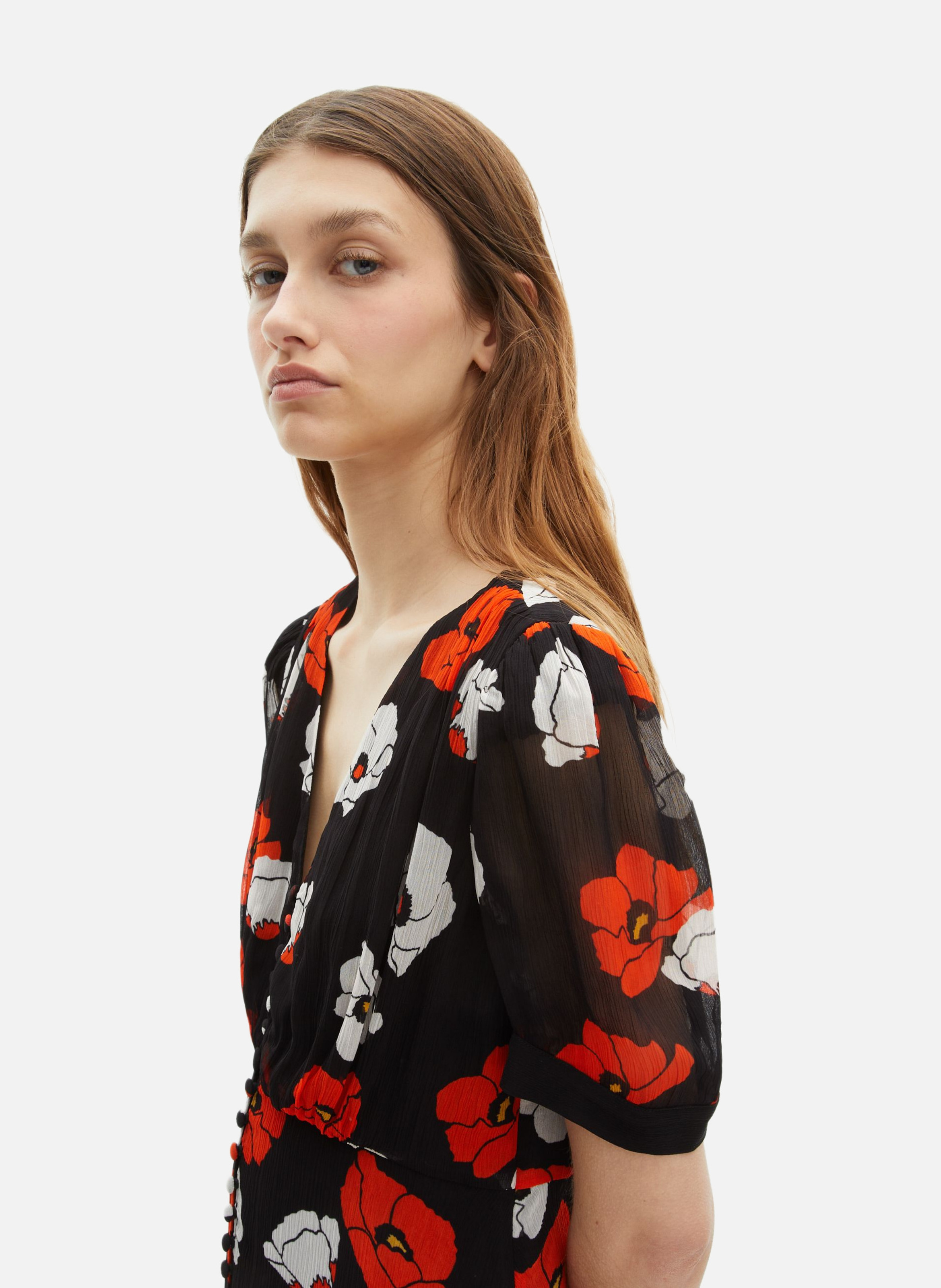Floral print long dress THE KOOPLES Black