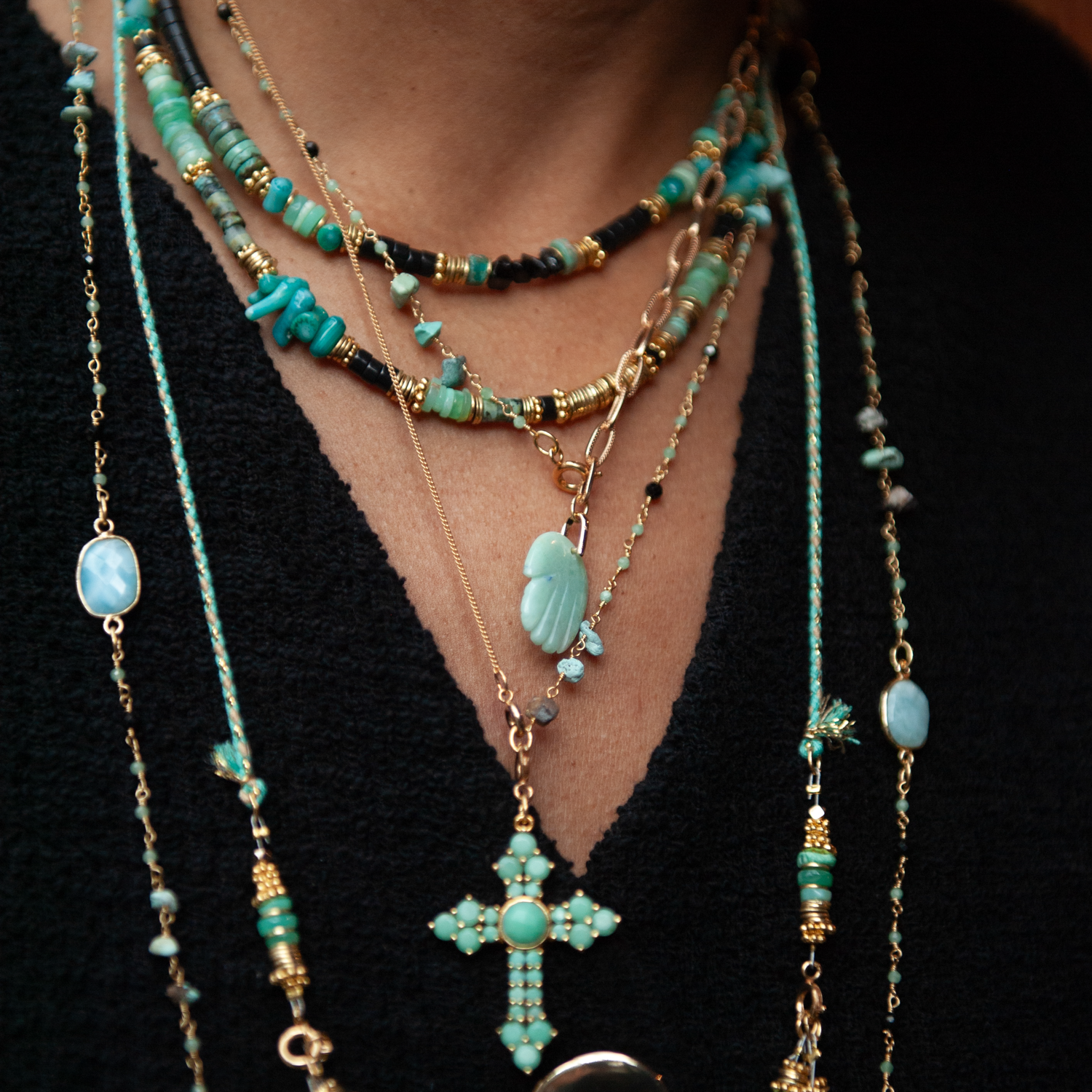 Heishi and Crunch Necklace - Alba L'ATELIER DES DAMES Golden