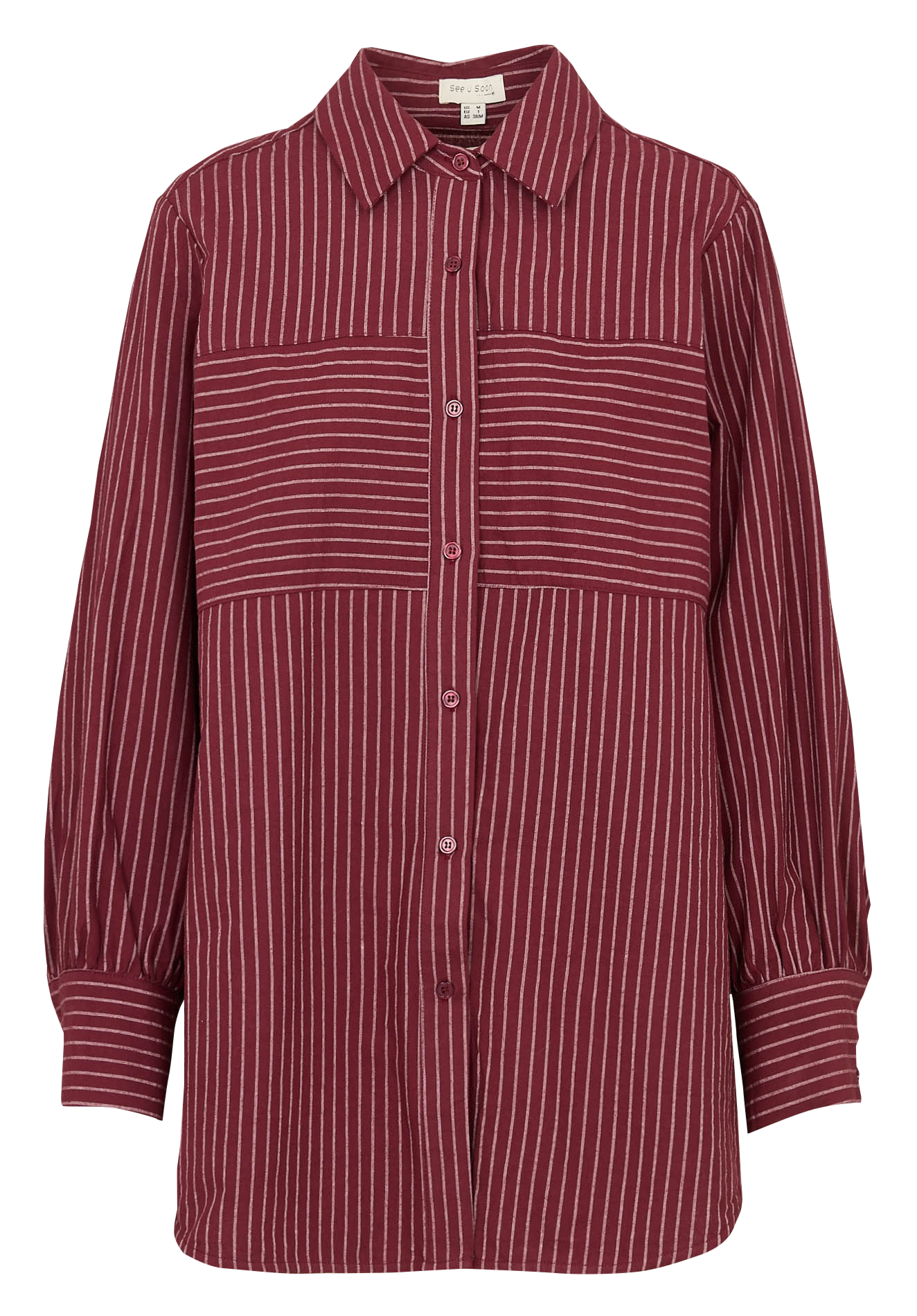 Chemise oversize col classique en coton SEE U SOON Prune