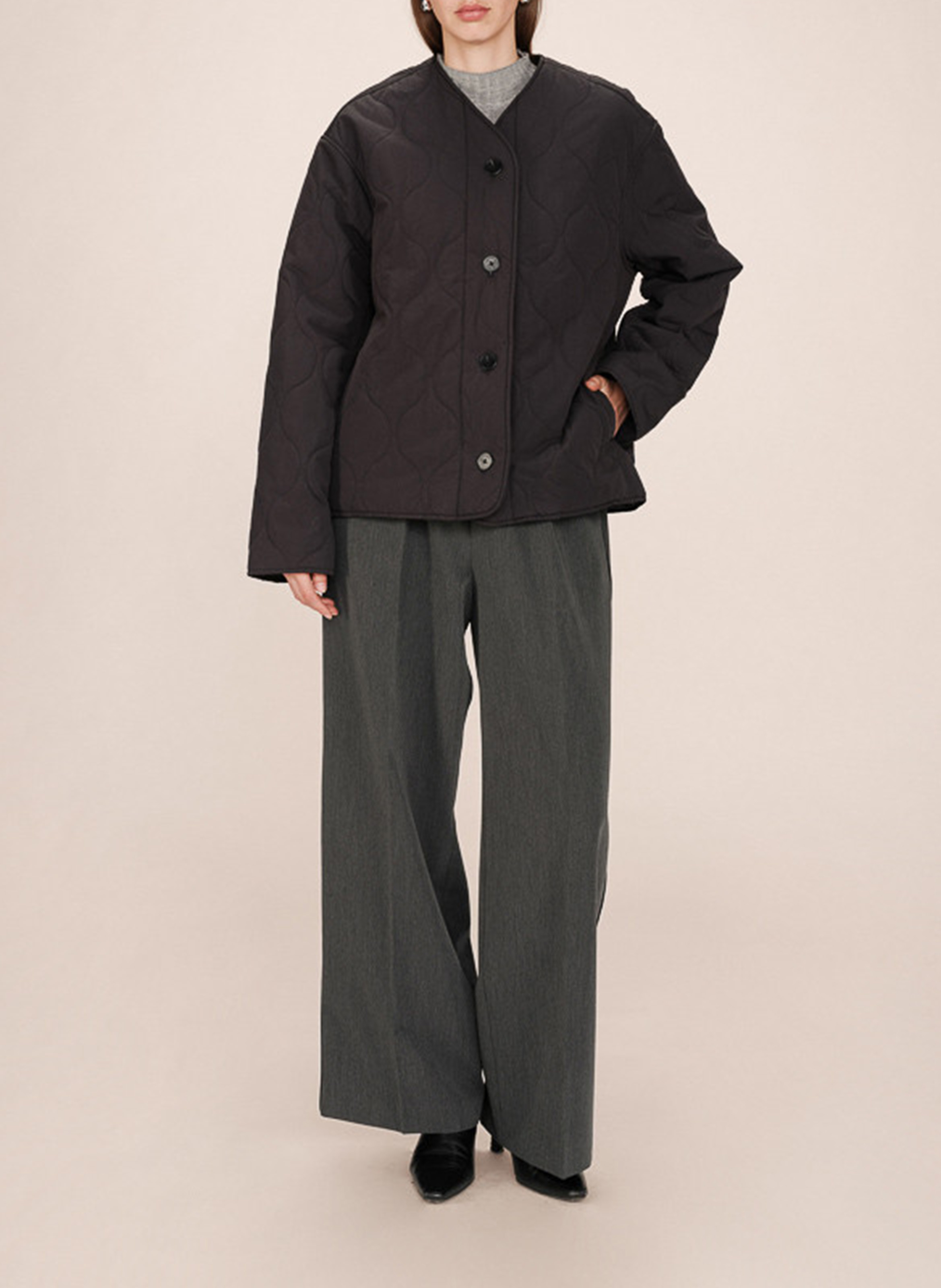 Doudoune col v  GRACE ET MILA Noir