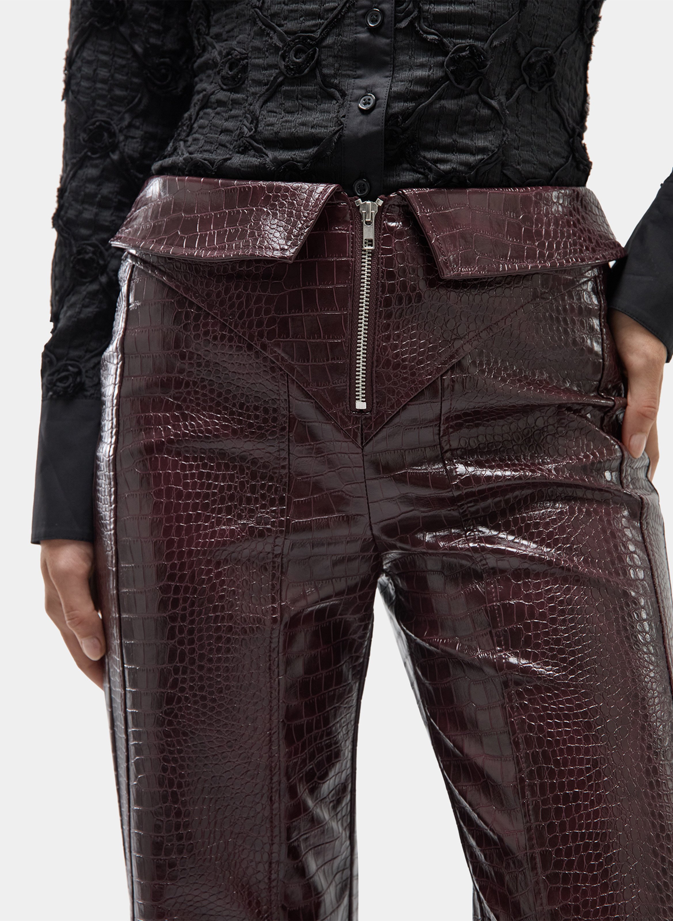 Leather-effect straight-leg pants LAAGAM Red