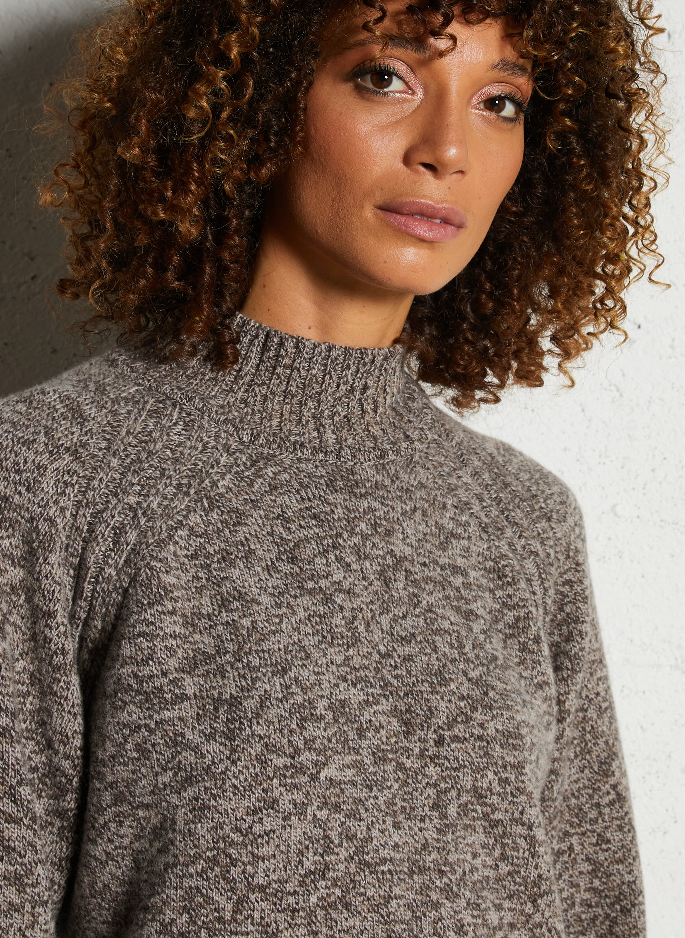 Pull droit col montant en laine ARMOR LUX Gris