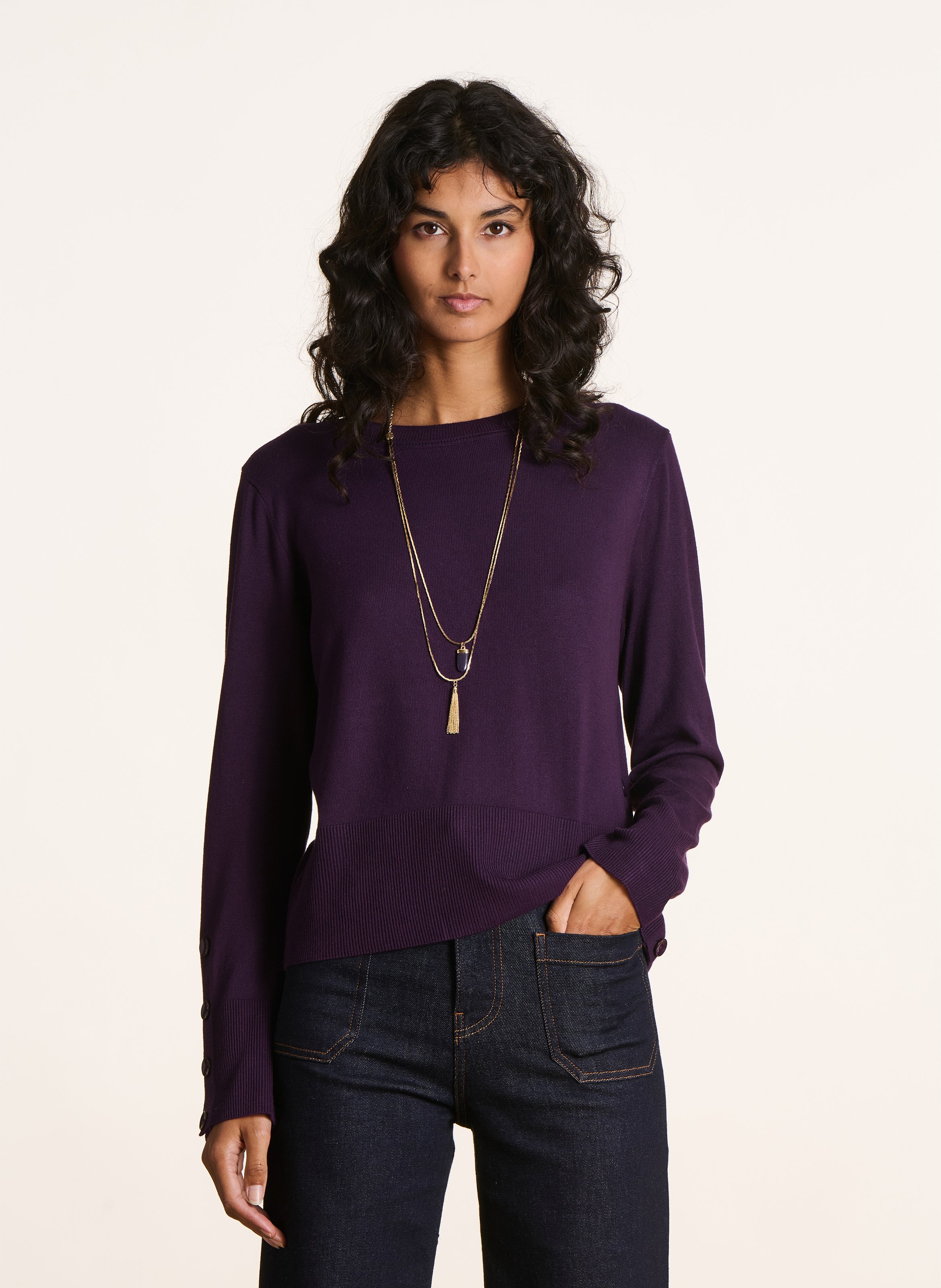 Round-neck straight sweater LA FEE MARABOUTEE Purple