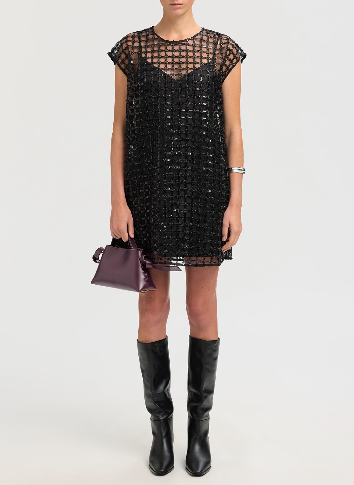 Short dress with rhinestones SELECTED Black