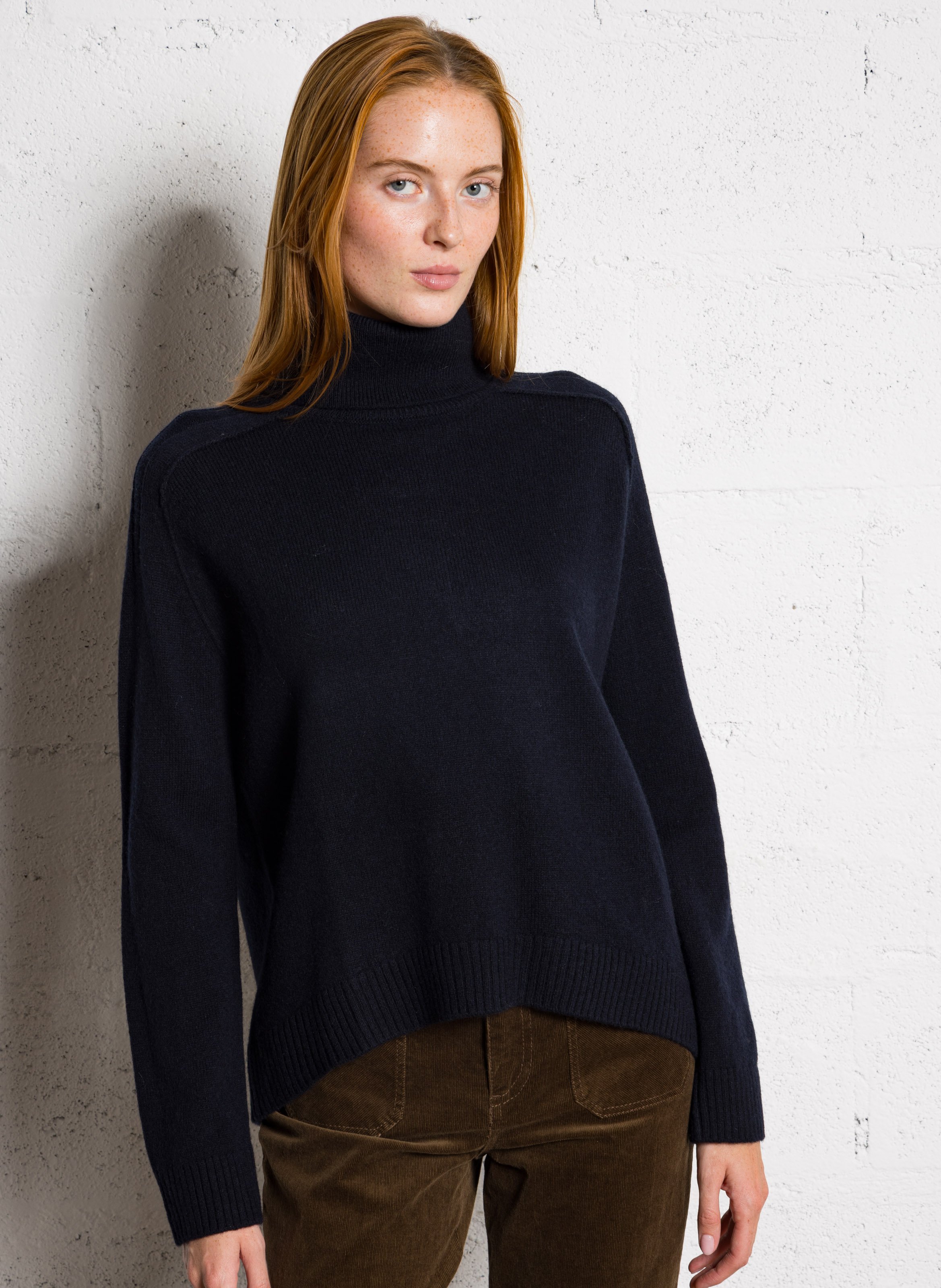 Pull droit col roulé en laine MAISON 123 Bleu