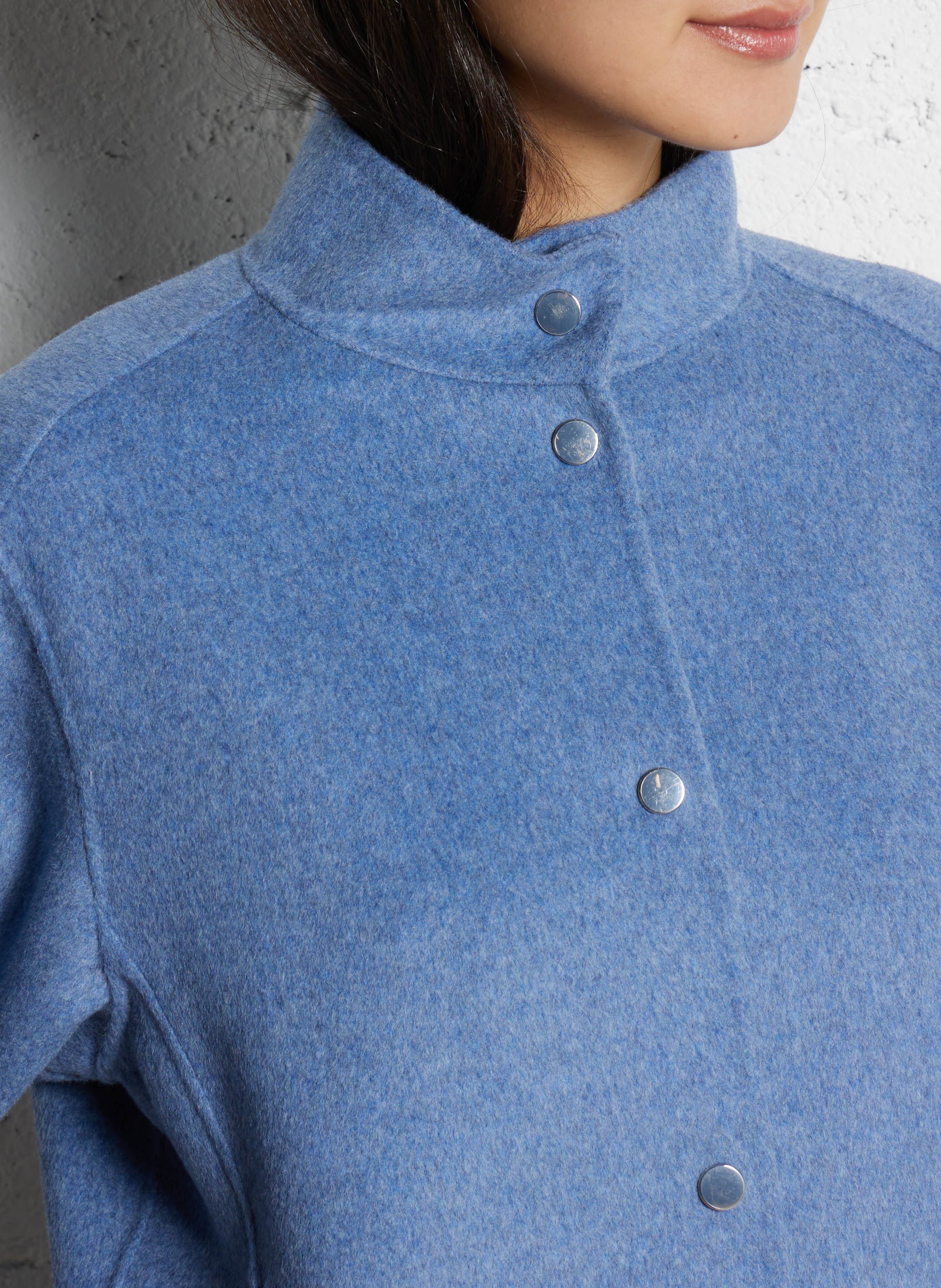 Solid straight wool blend coat MAISON 123 Blue