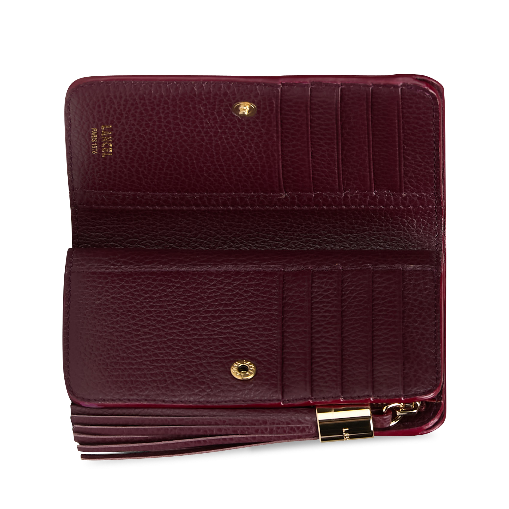 Portefeuille en cuir de vachette grainé LANCEL Prune