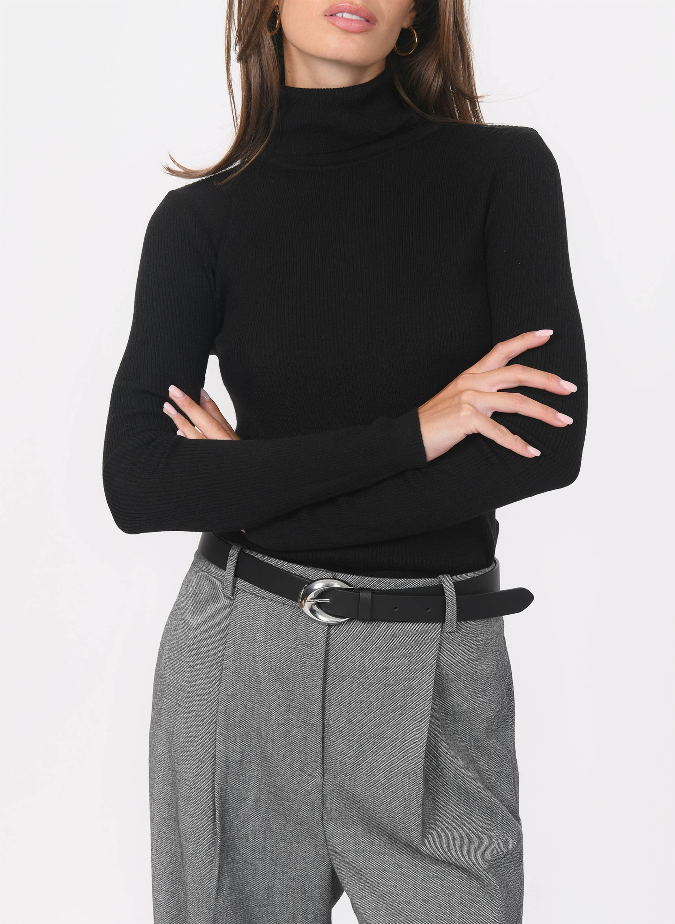 Pull cintré col roulé en laine mélangée KOOKAI