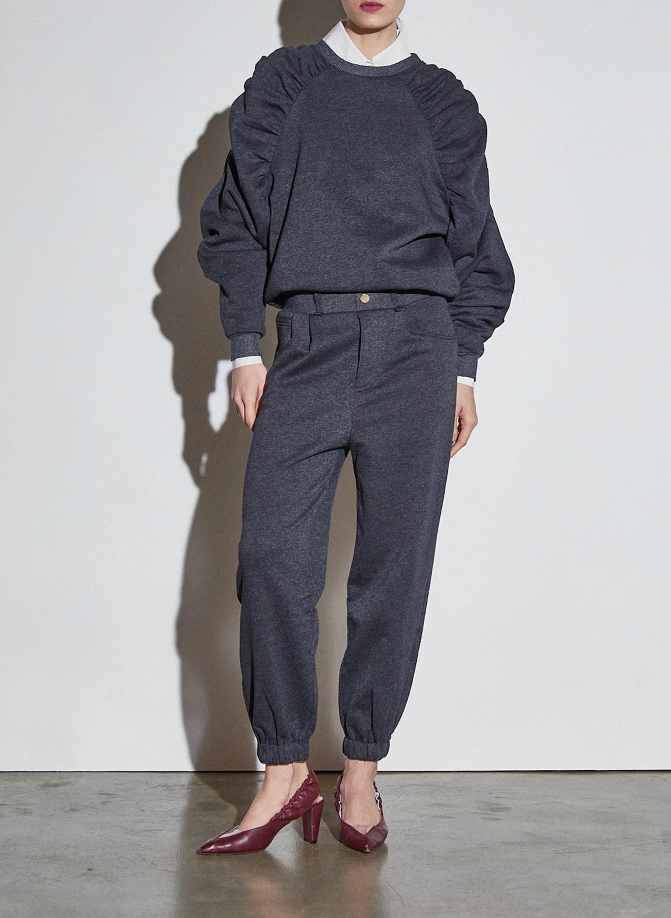 Sweat col rond en coton mélangé THE LABEL EDITION Gris