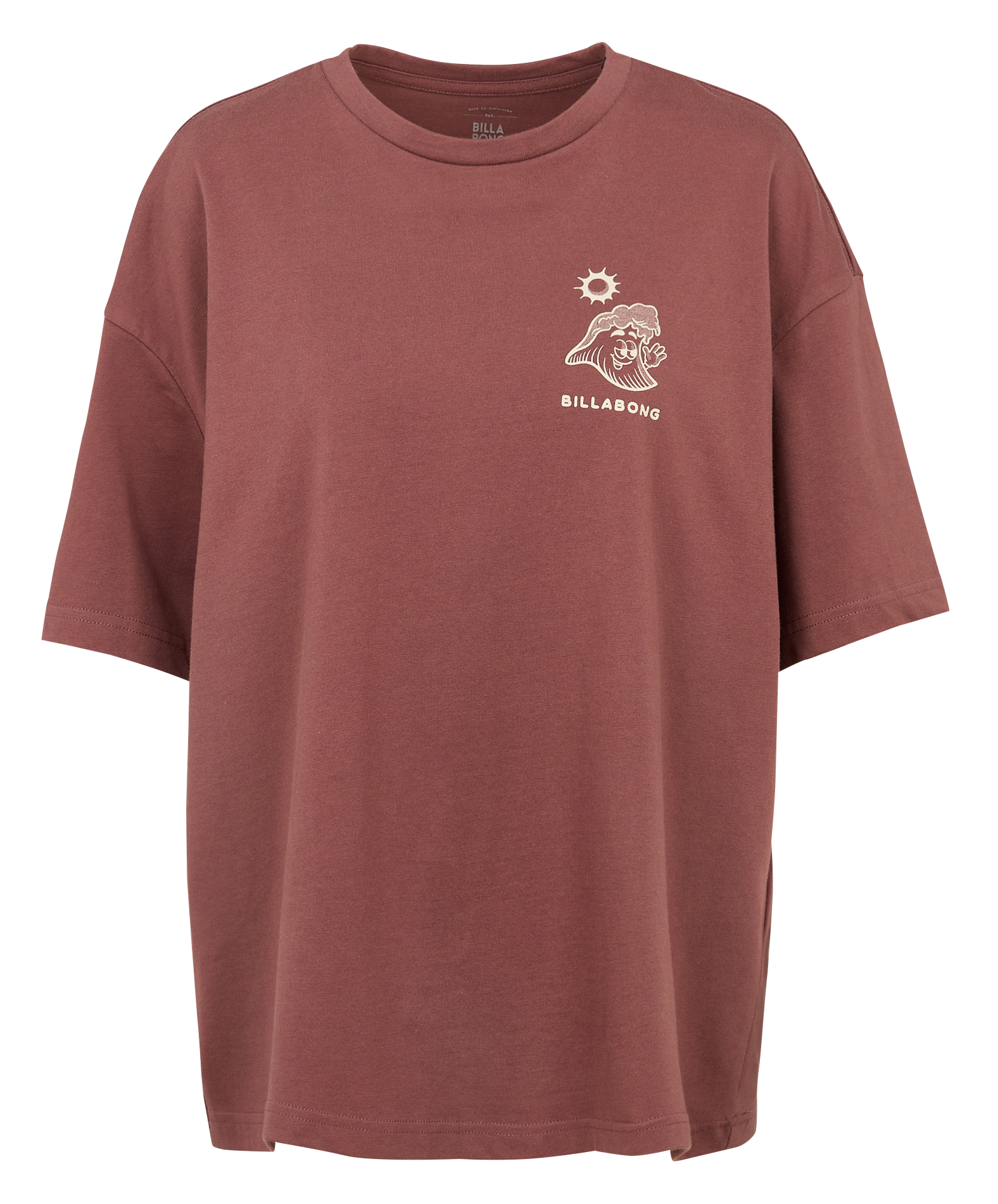 Tee-shirt droit col rond en coton BILLABONG Marron