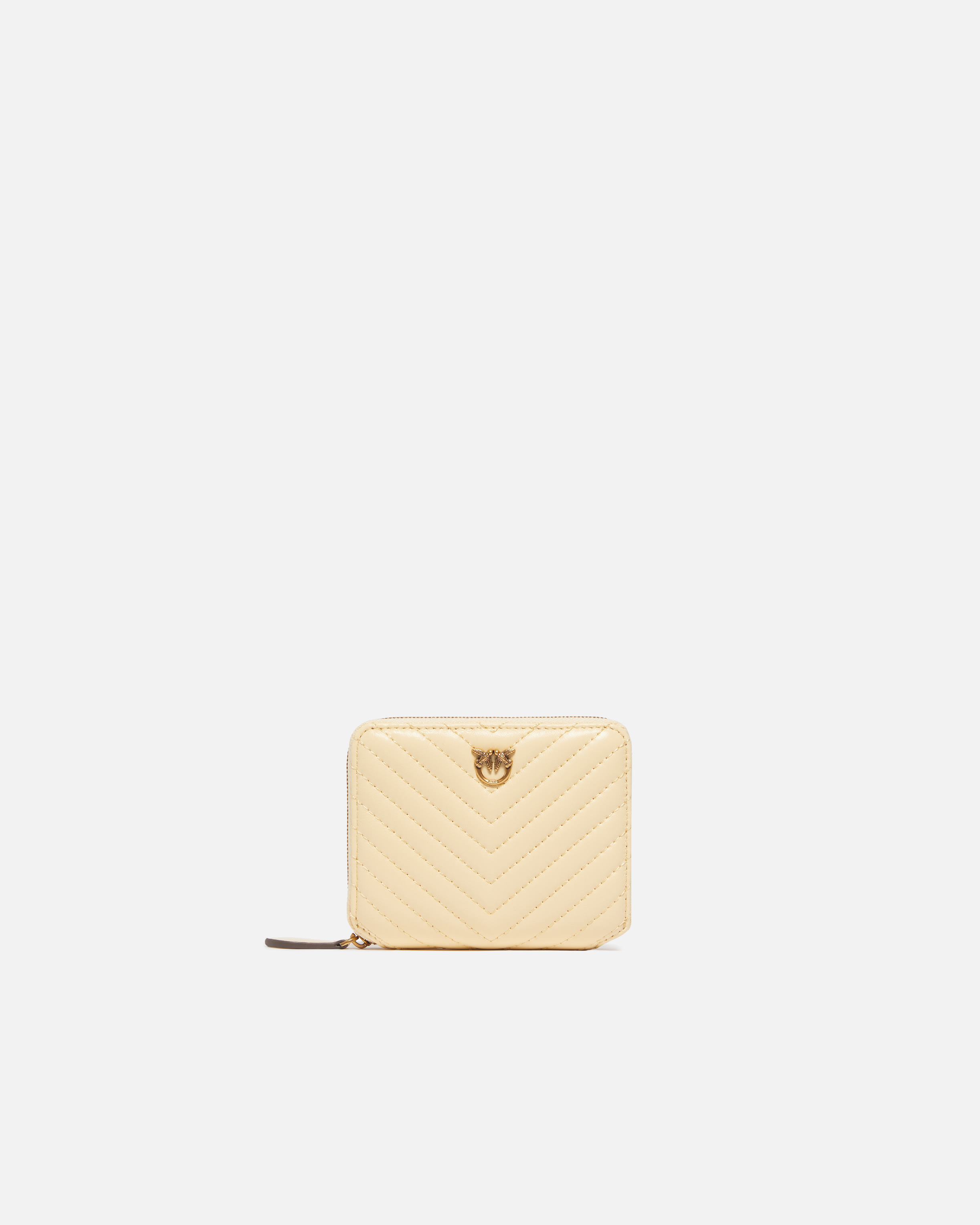 Square contour zip wallet PINKO Beige