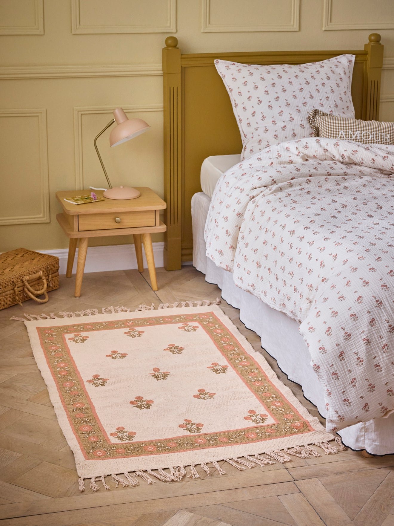 Agathe Cotton Embroidered Rug - Large Size CYRILLUS Beige