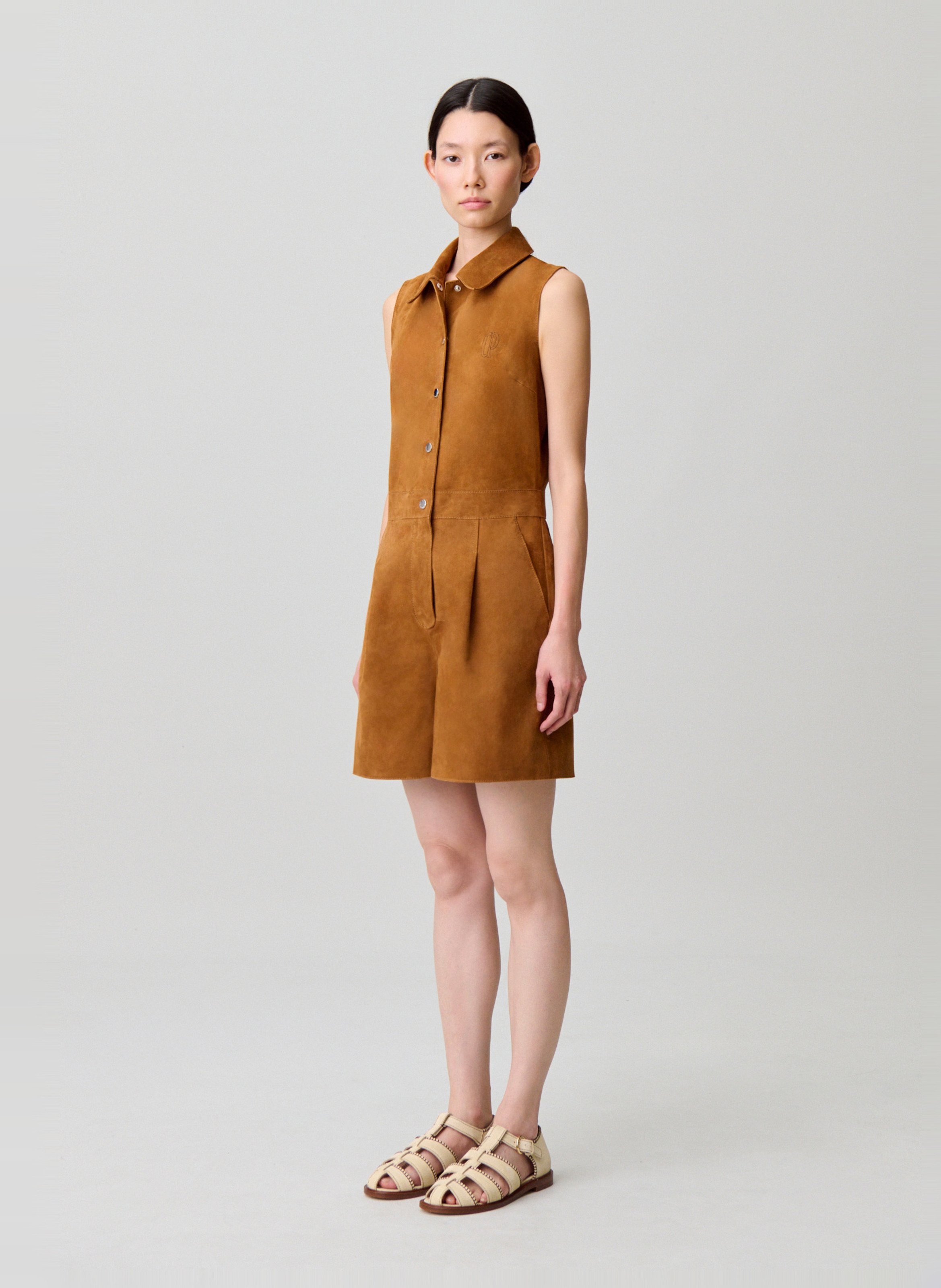 Combi-short en cuir velours CLAUDIE PIERLOT Beige