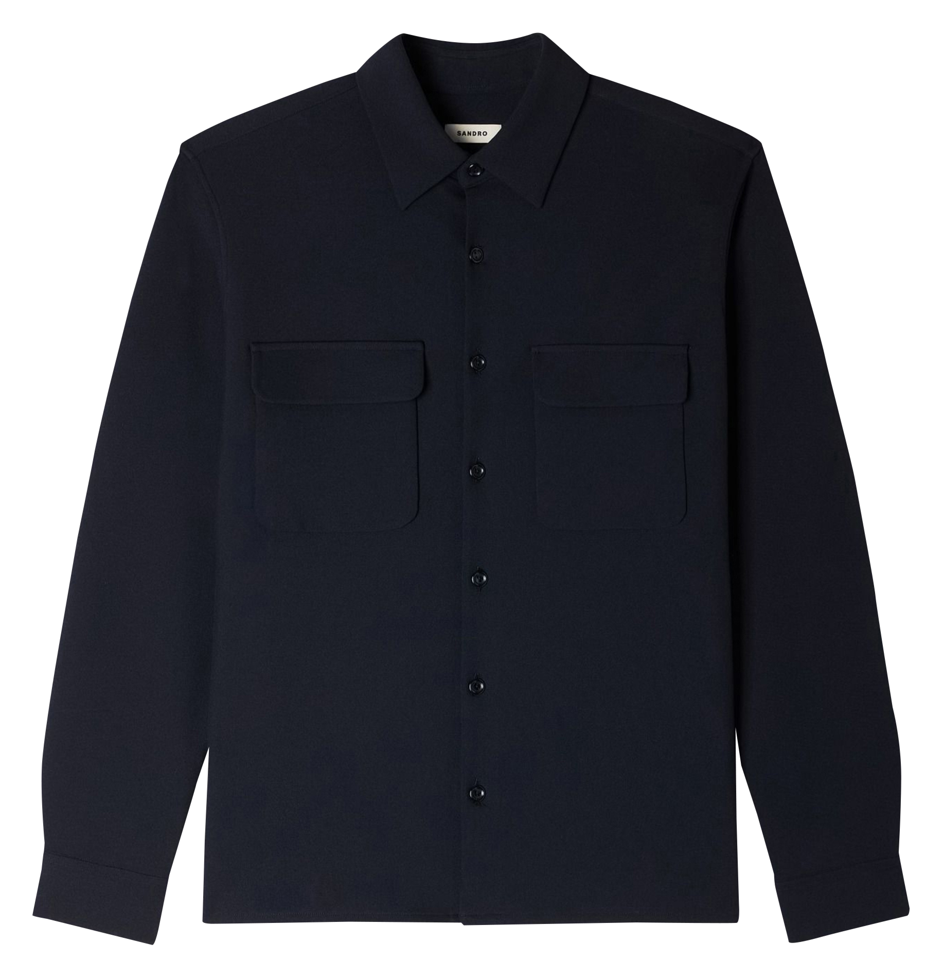 Solid Straight Shirt with Pockets SANDRO Blue
