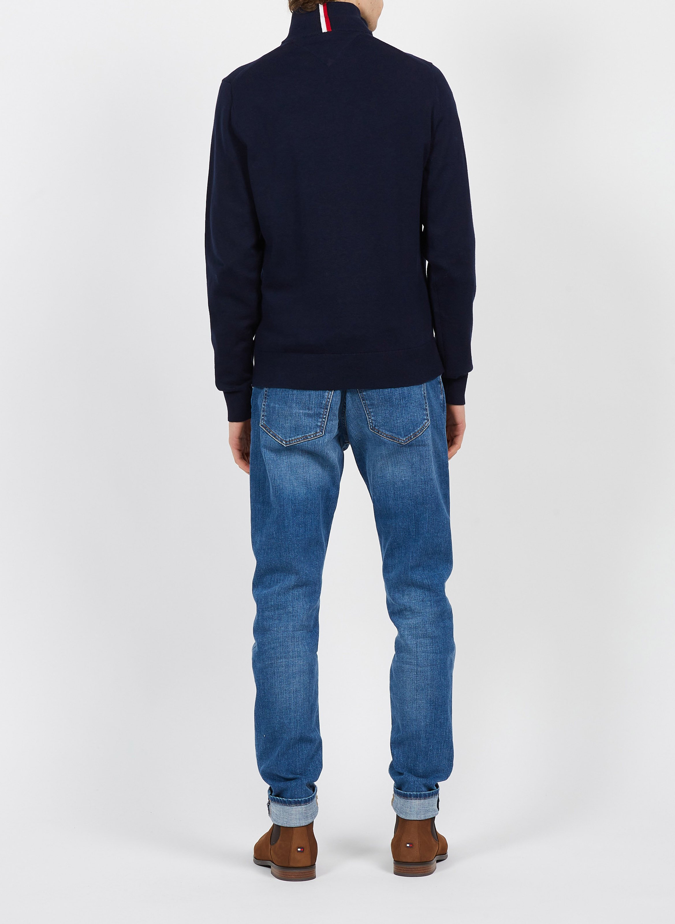 Pull col montant regular-fit en coton bio et cachemire  TOMMY HILFIGER Bleu