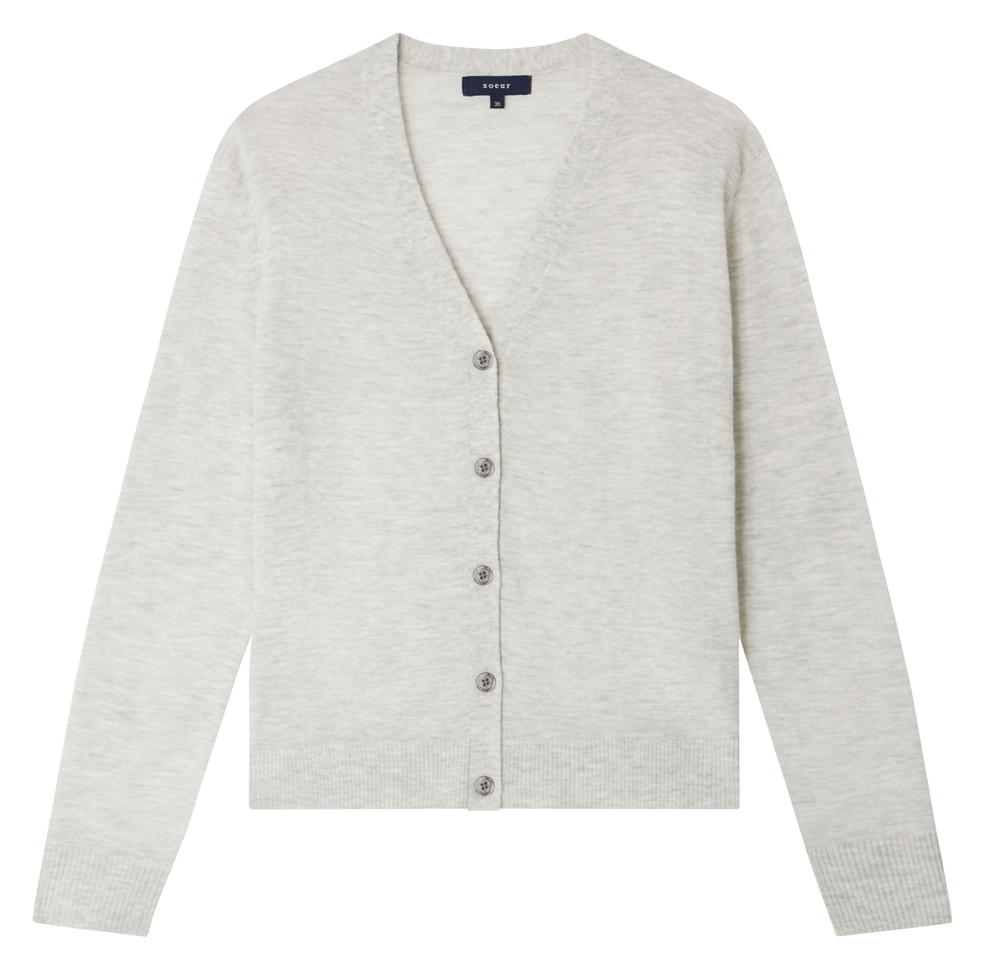 Wijd vest van tricotmix met V-hals SOEUR Grijs