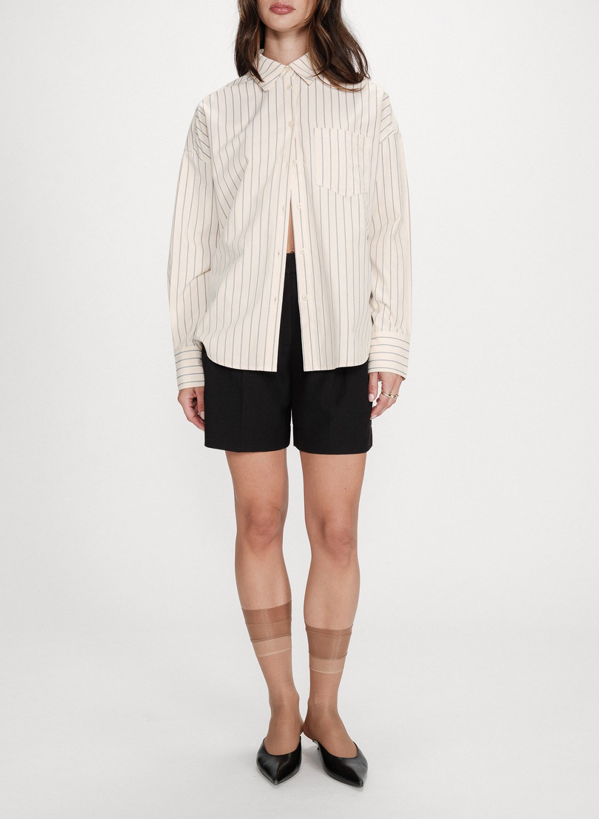 Oversize Hemd mit klassischem Kragen aus gestreifter Baumwollmischung GRACE ET MILA Gelb