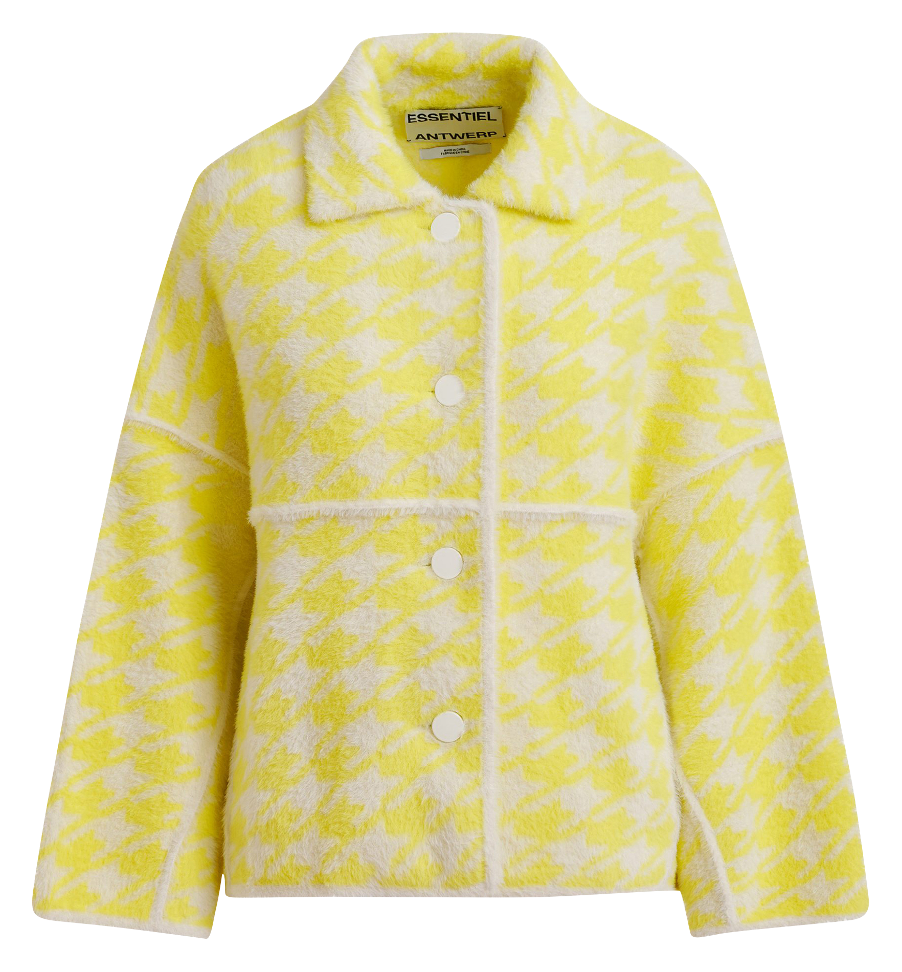 Straight jacket with classic collar print ESSENTIEL ANTWERP Yellow
