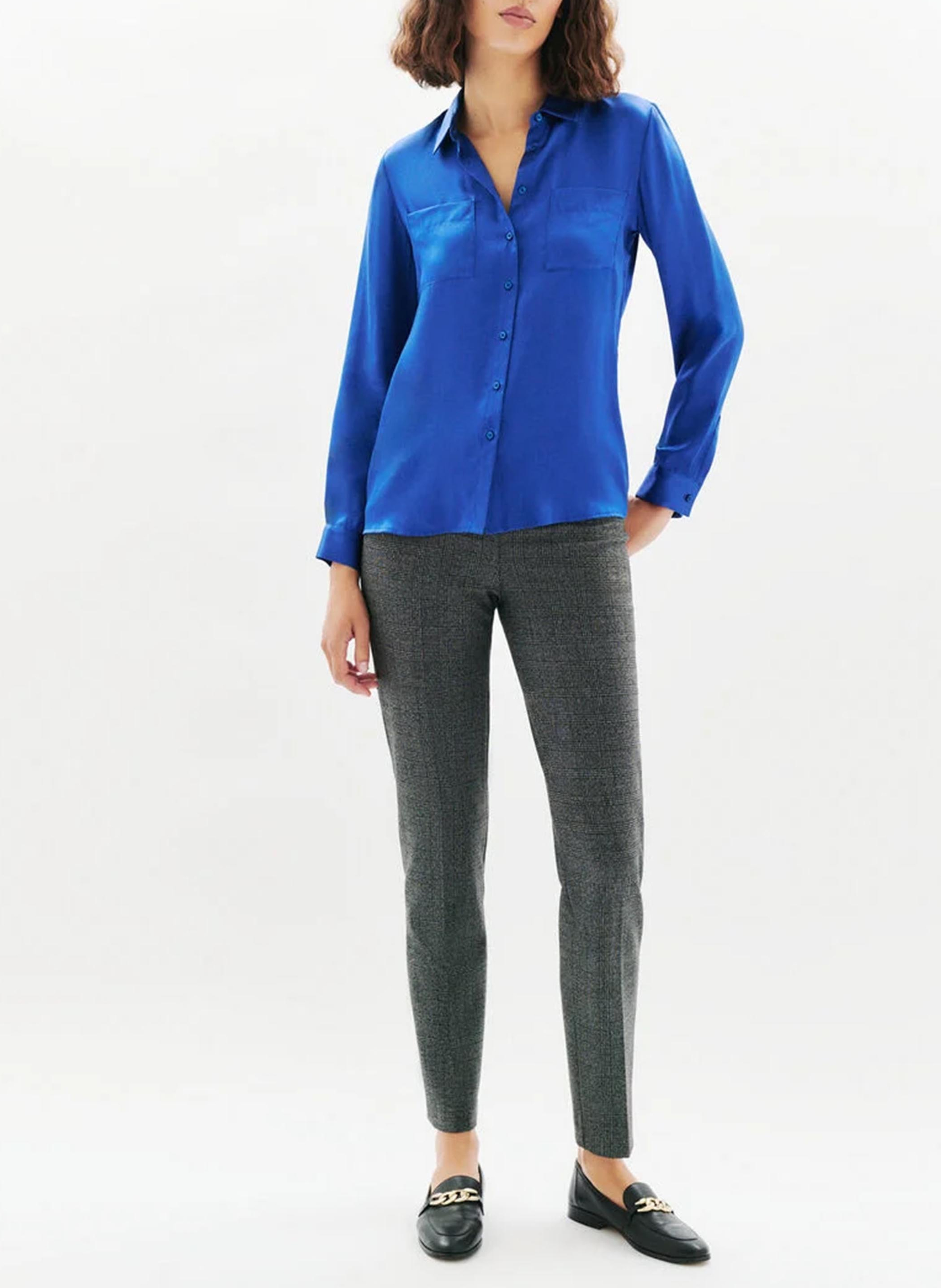 Chemise satinée col classique CAROLL Bleu